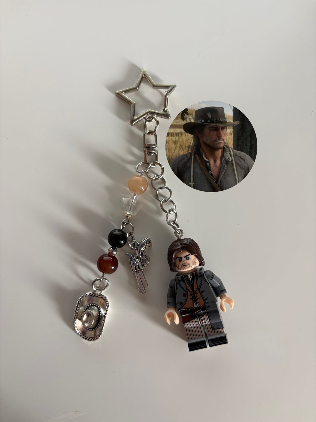 John outlaw inspired minimalist, smaller handmade minifigure keychain