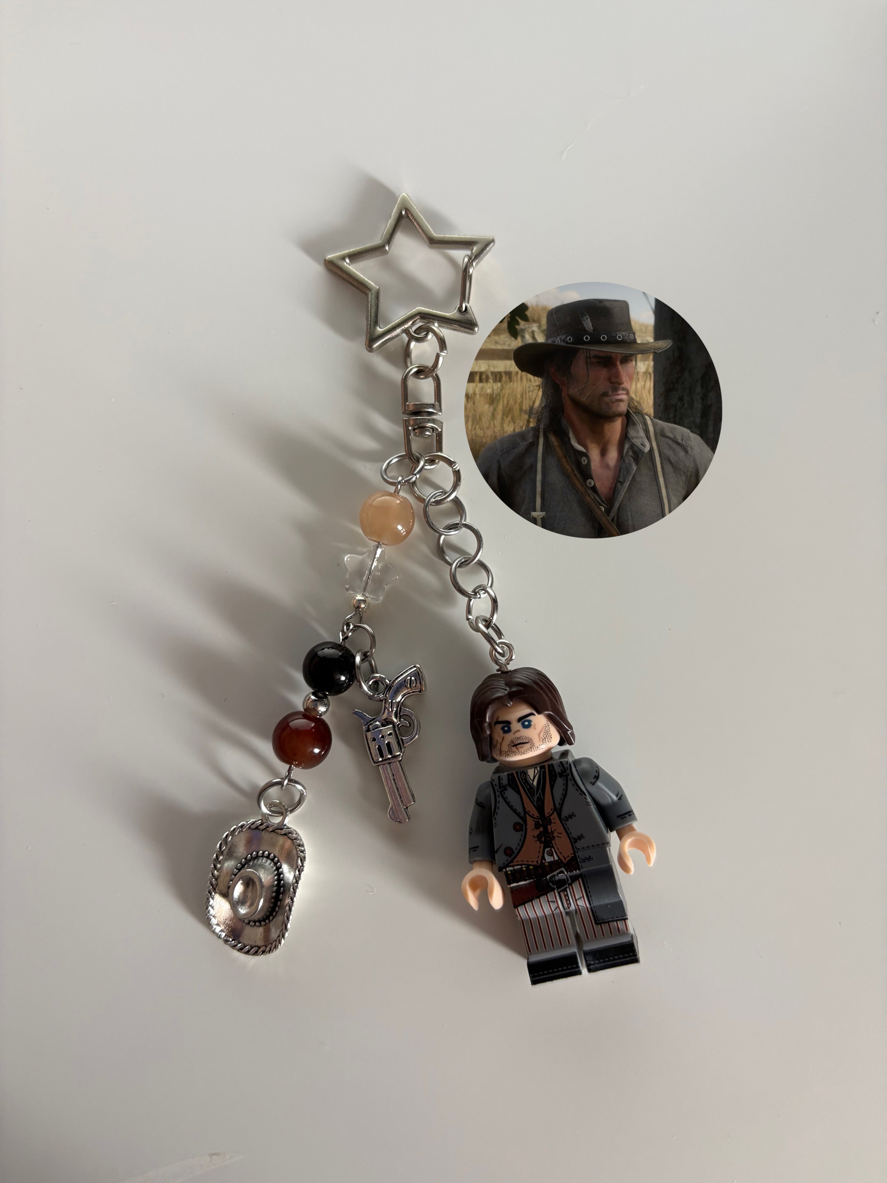 John outlaw inspired minimalist, smaller handmade minifigure keychain