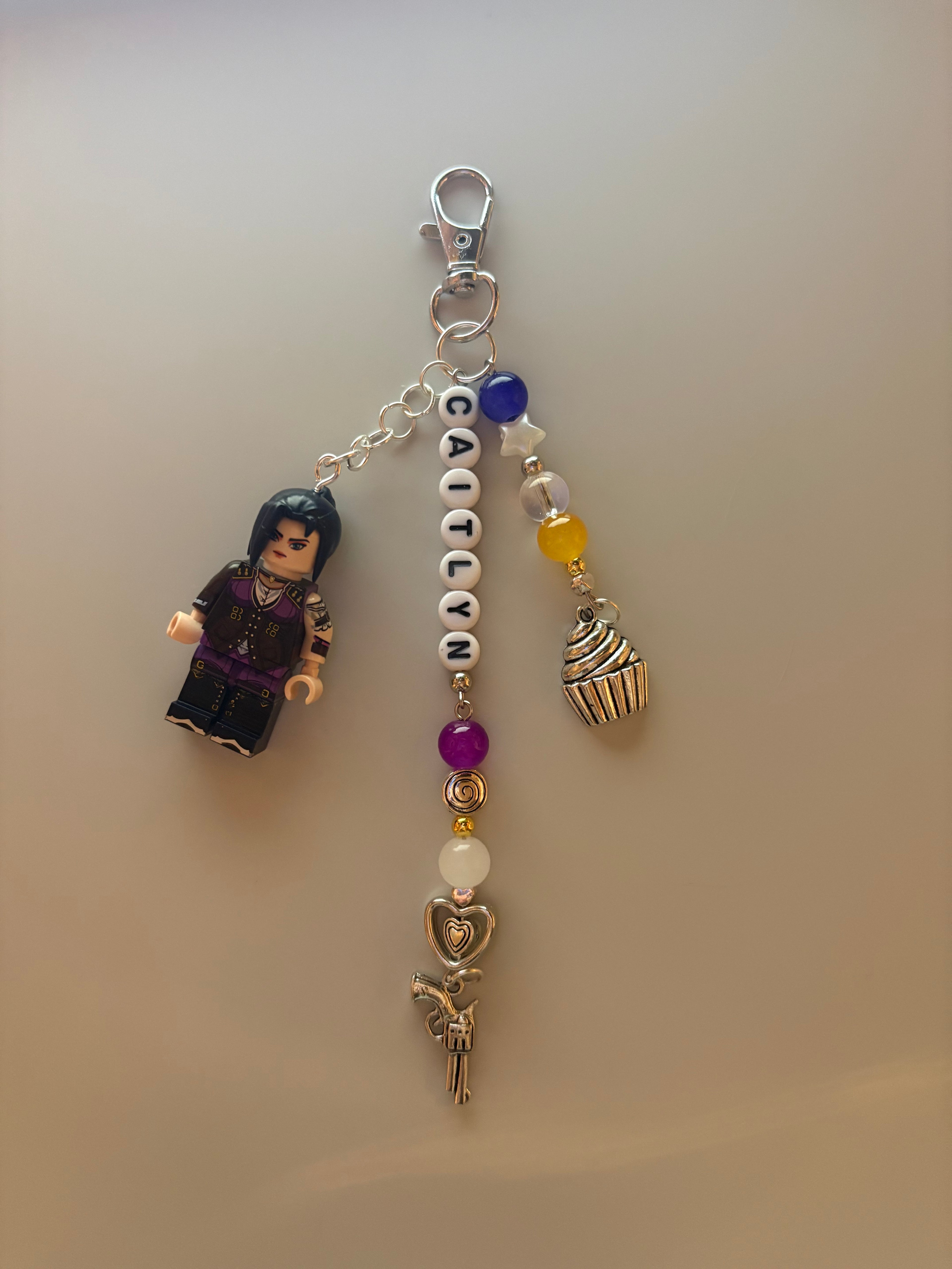 Caitlyn ‘cupcake’ Arcane Kiramman video game inspired handmade minifigure keychain