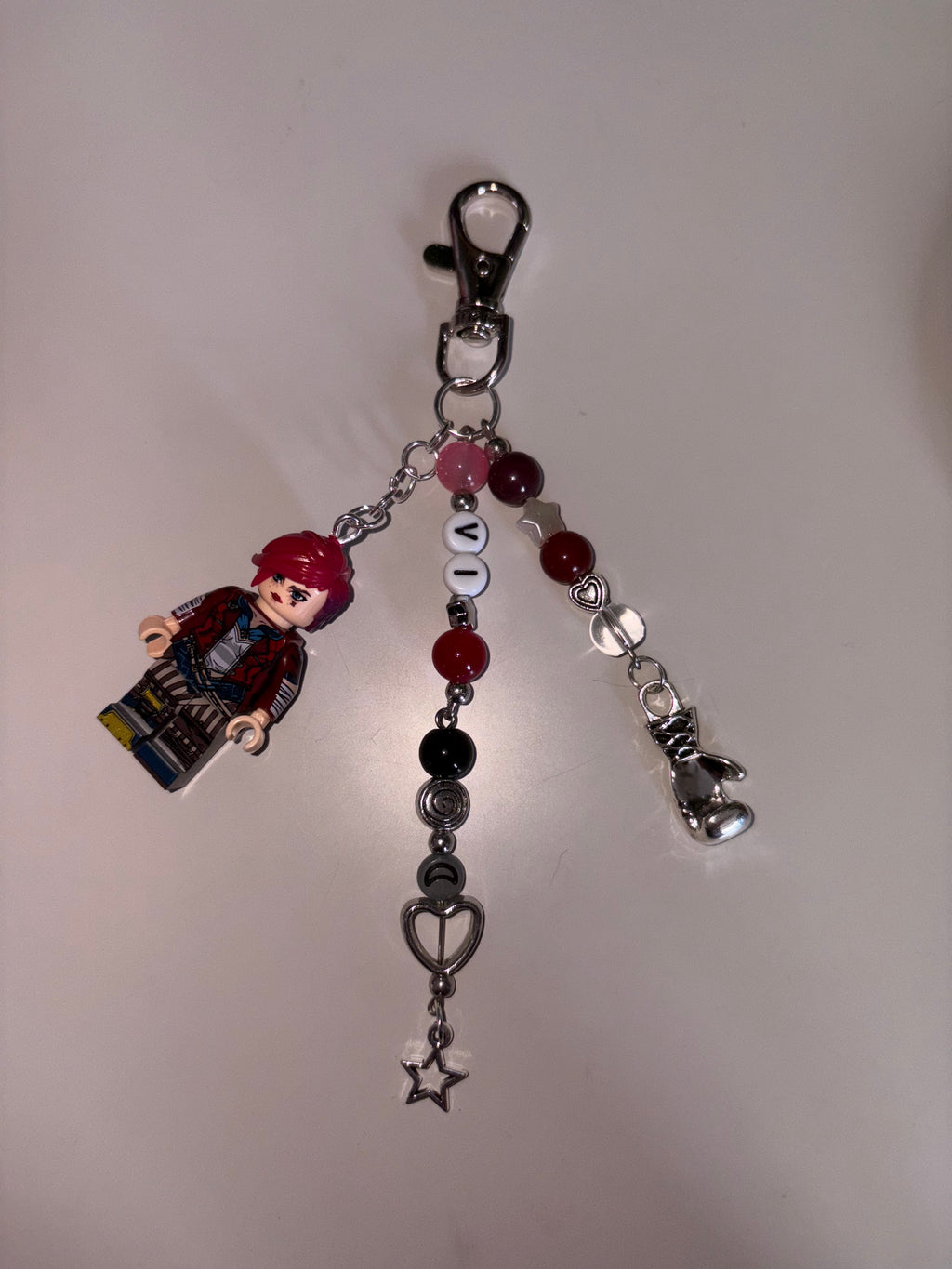 Vi/violet Arcane inspired handmade minifigure keychain