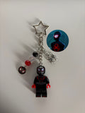Spider morales miles inspired minimalist, smaller handmade minifigure keychain