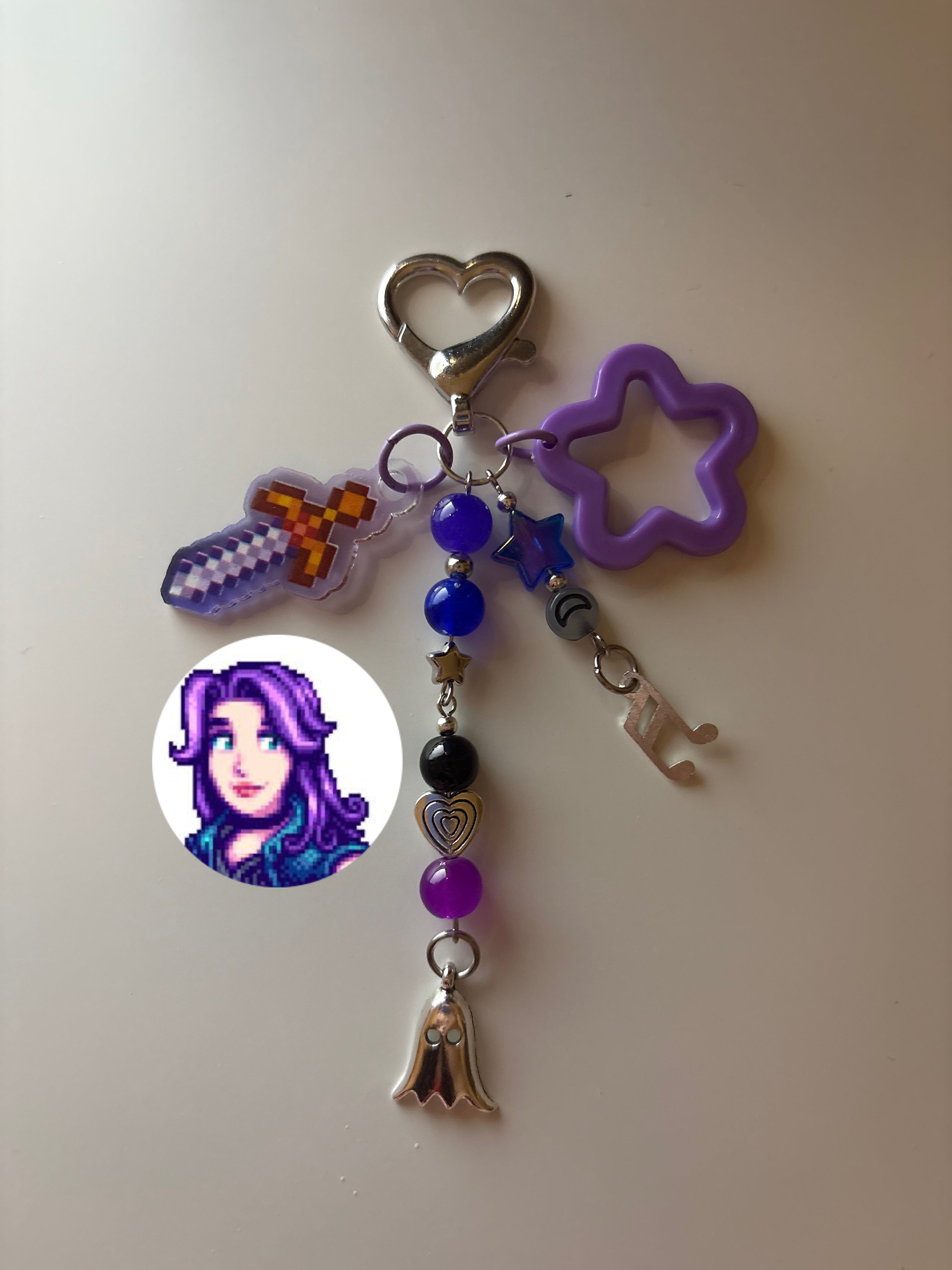 Abigail stardew valley cosy gaming inspired handmade keychain