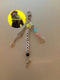 Cyberpunk video game 2077 inspired handmade beaded and charmed keychain