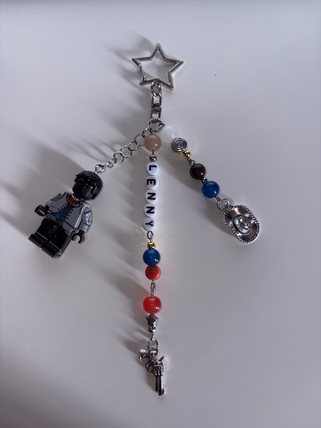 ‘Lenny’ inspired handmade minifigure keychain