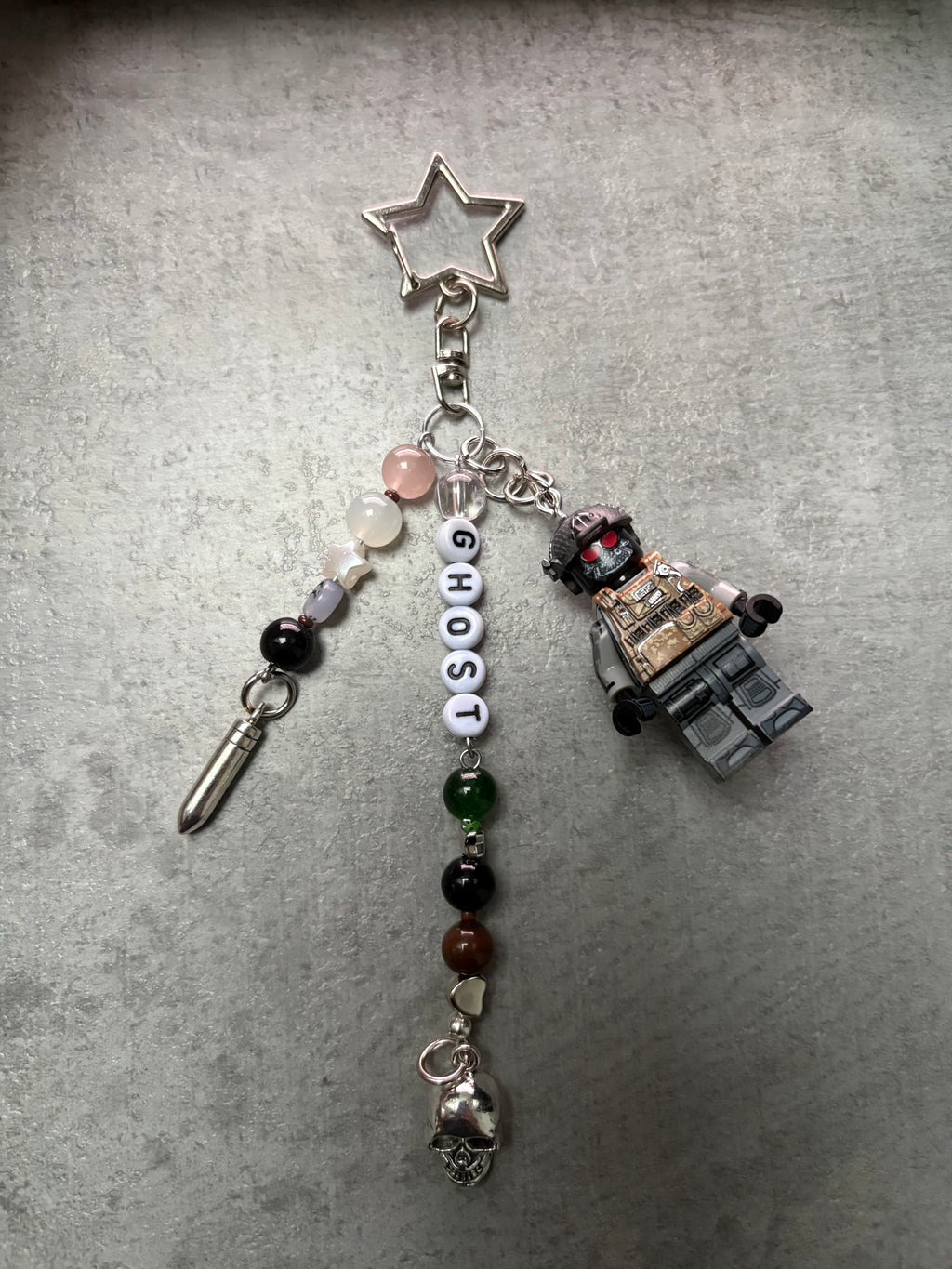 Ghost inspired handmade minifigure keychain