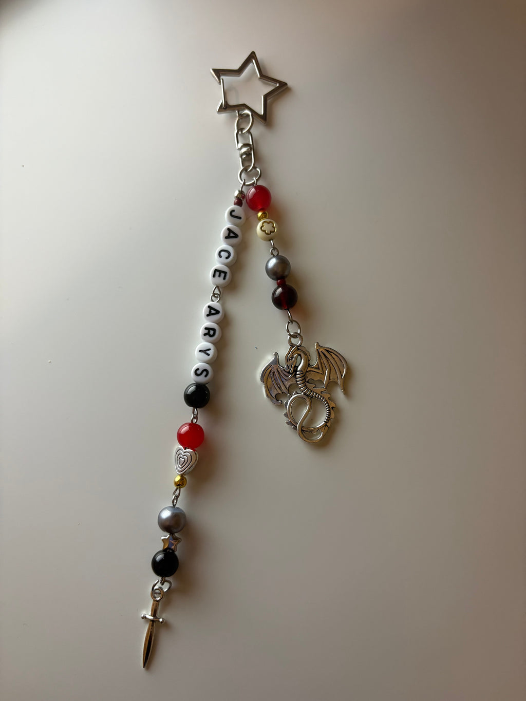 ‘Jacaerys’ silver/gold inspired custom dragon handmade keychain