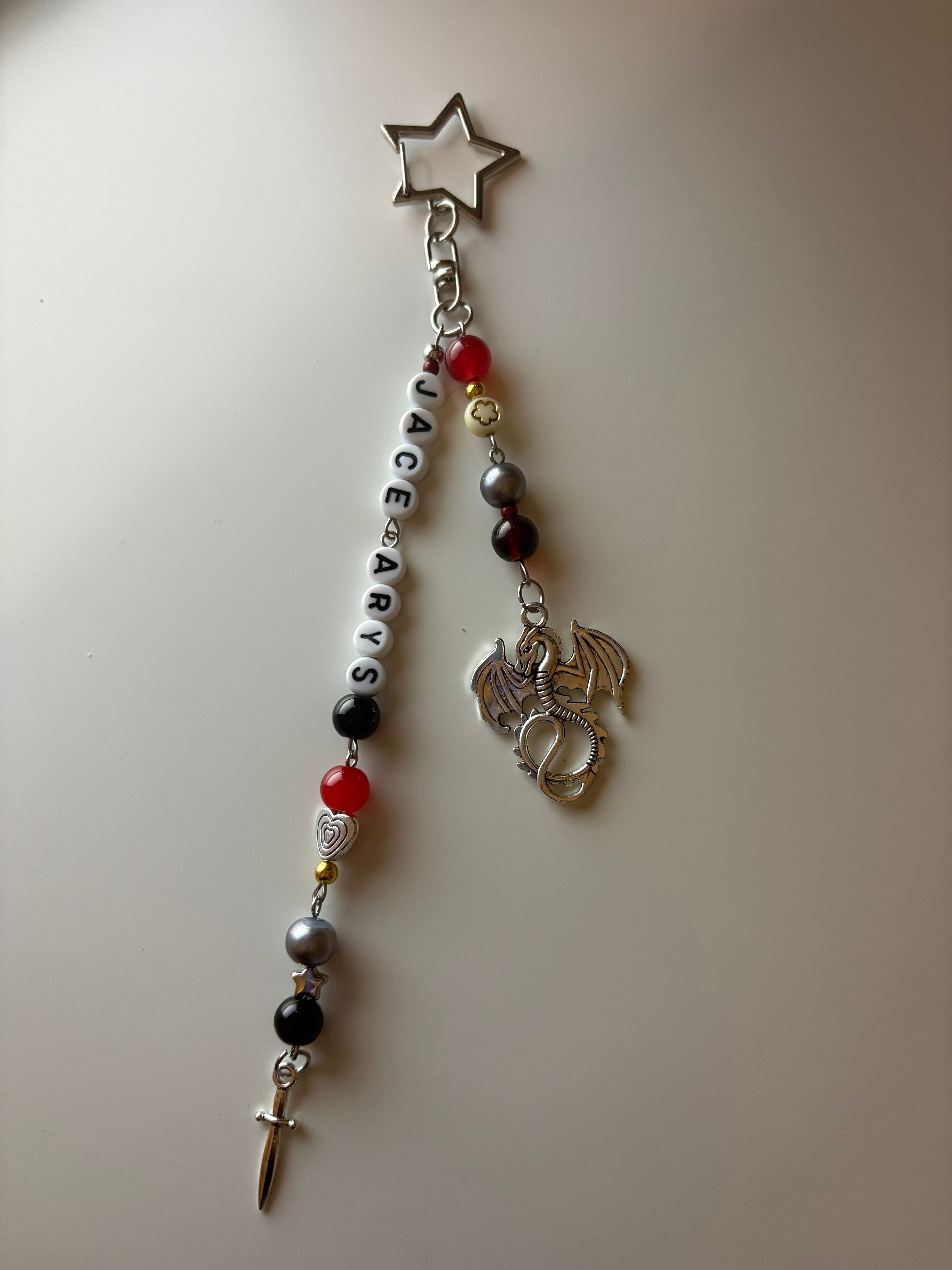 ‘Jacaerys’ silver/gold inspired custom dragon handmade keychain