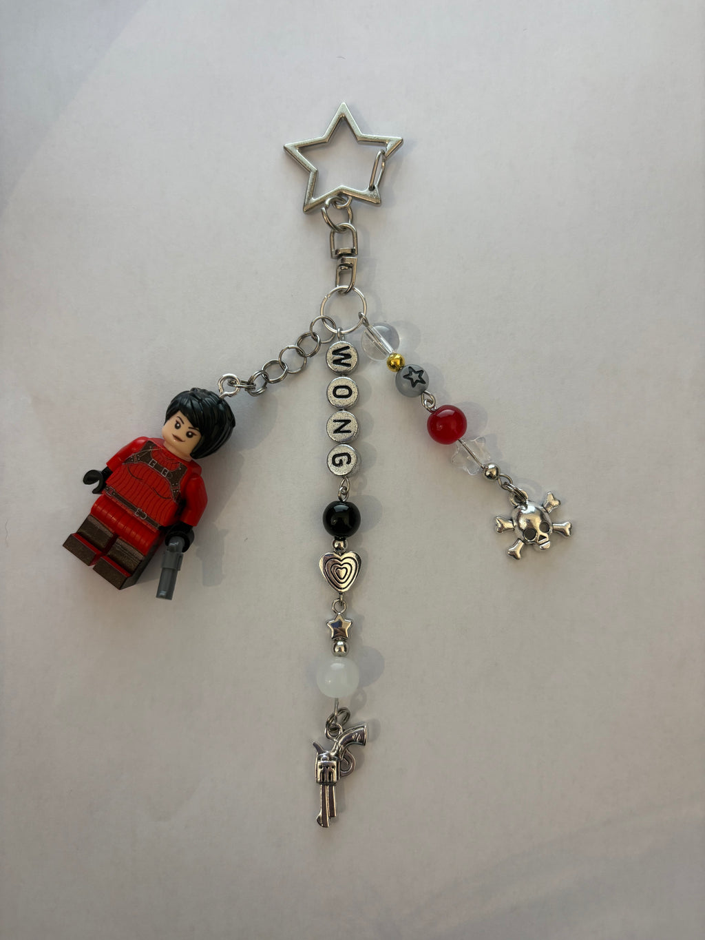 ‘ADA’ futuristic silver inspired handmade minifigure keychain