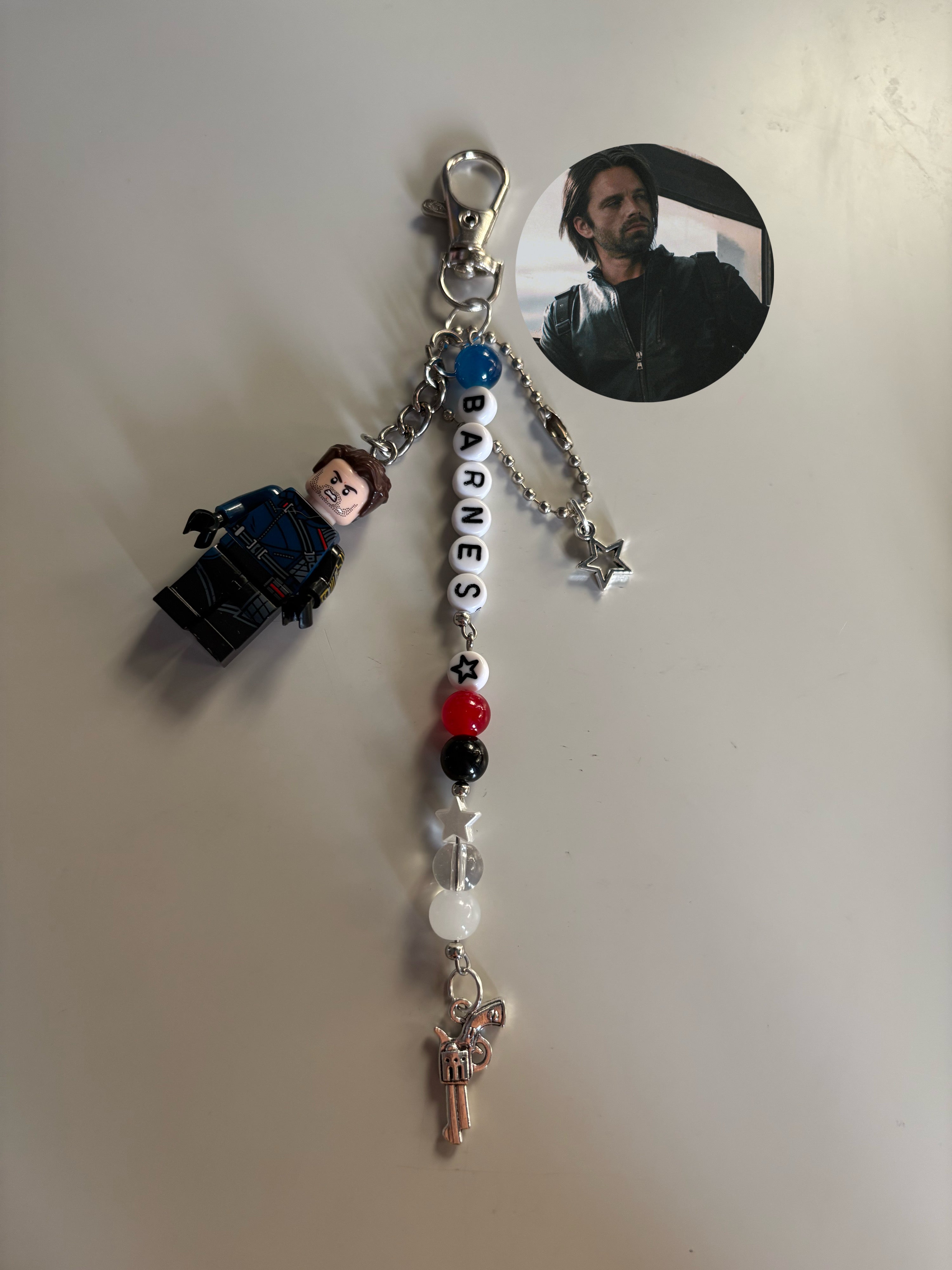 Bucky(Buchanan)Barnes inspired handmade minifigure keychain