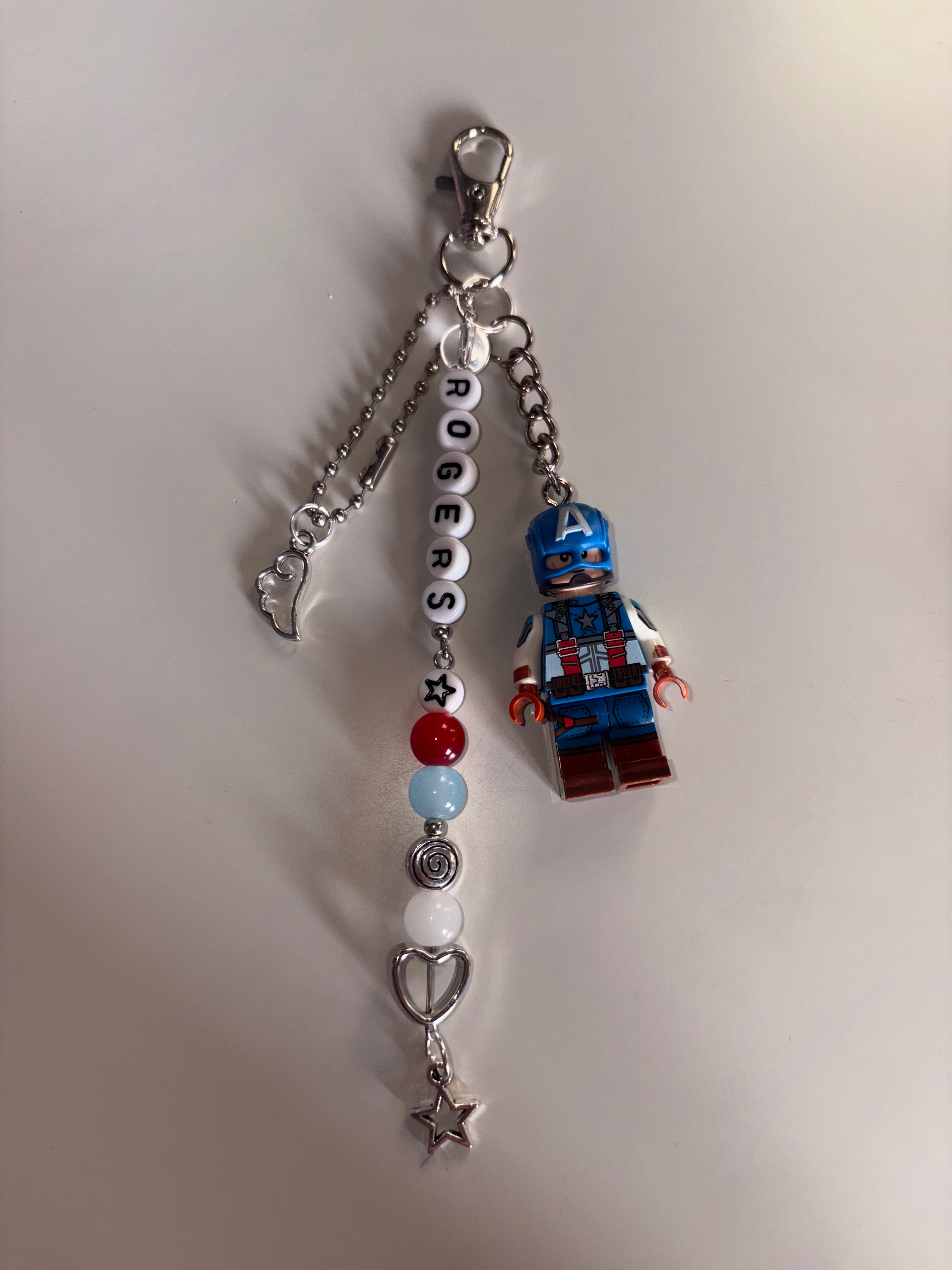Steve Rogers inspired handmade minifigure keychain