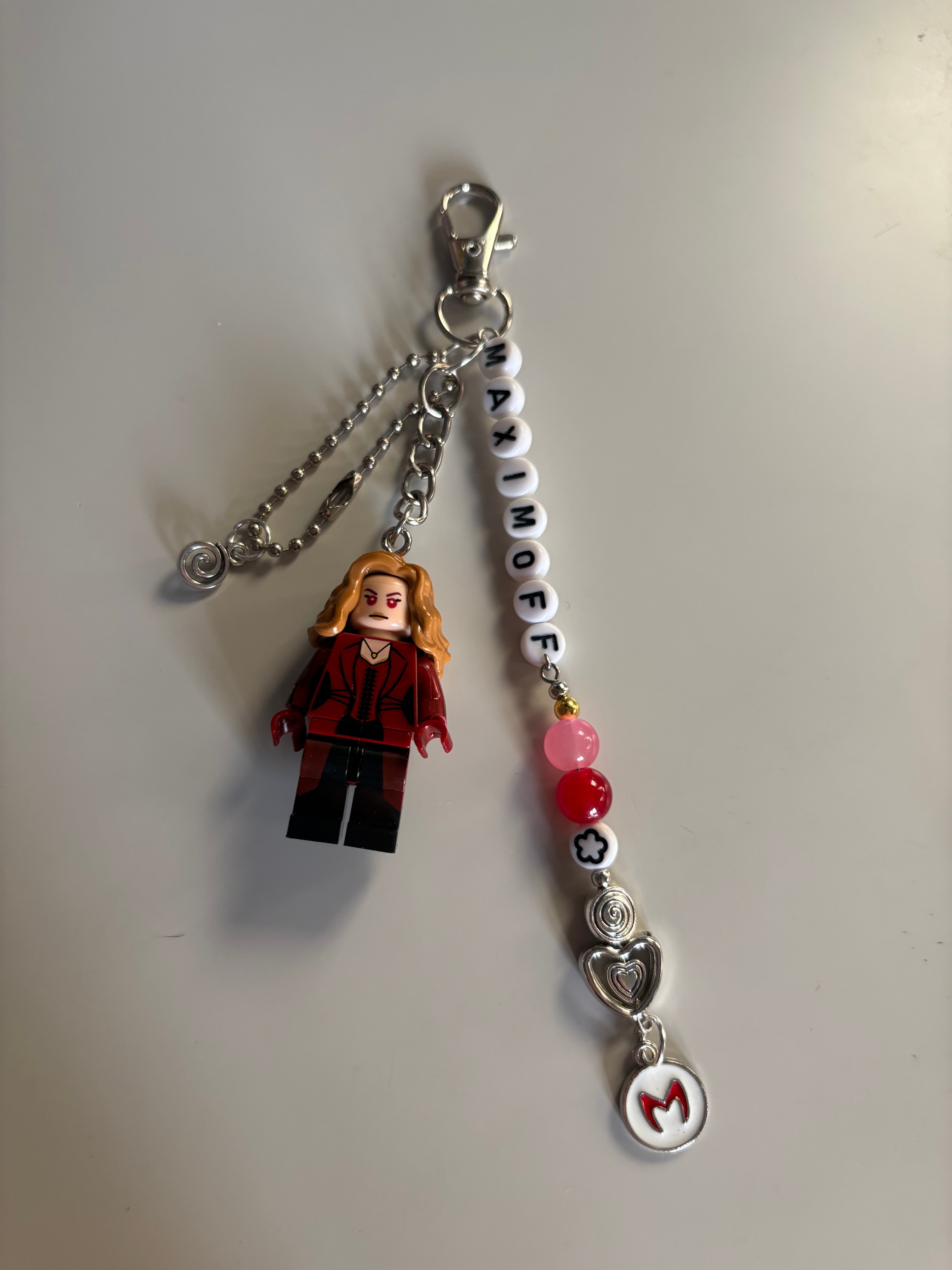 Wanda Maximoff Scarlet Witch inspired handmade Lego keychain