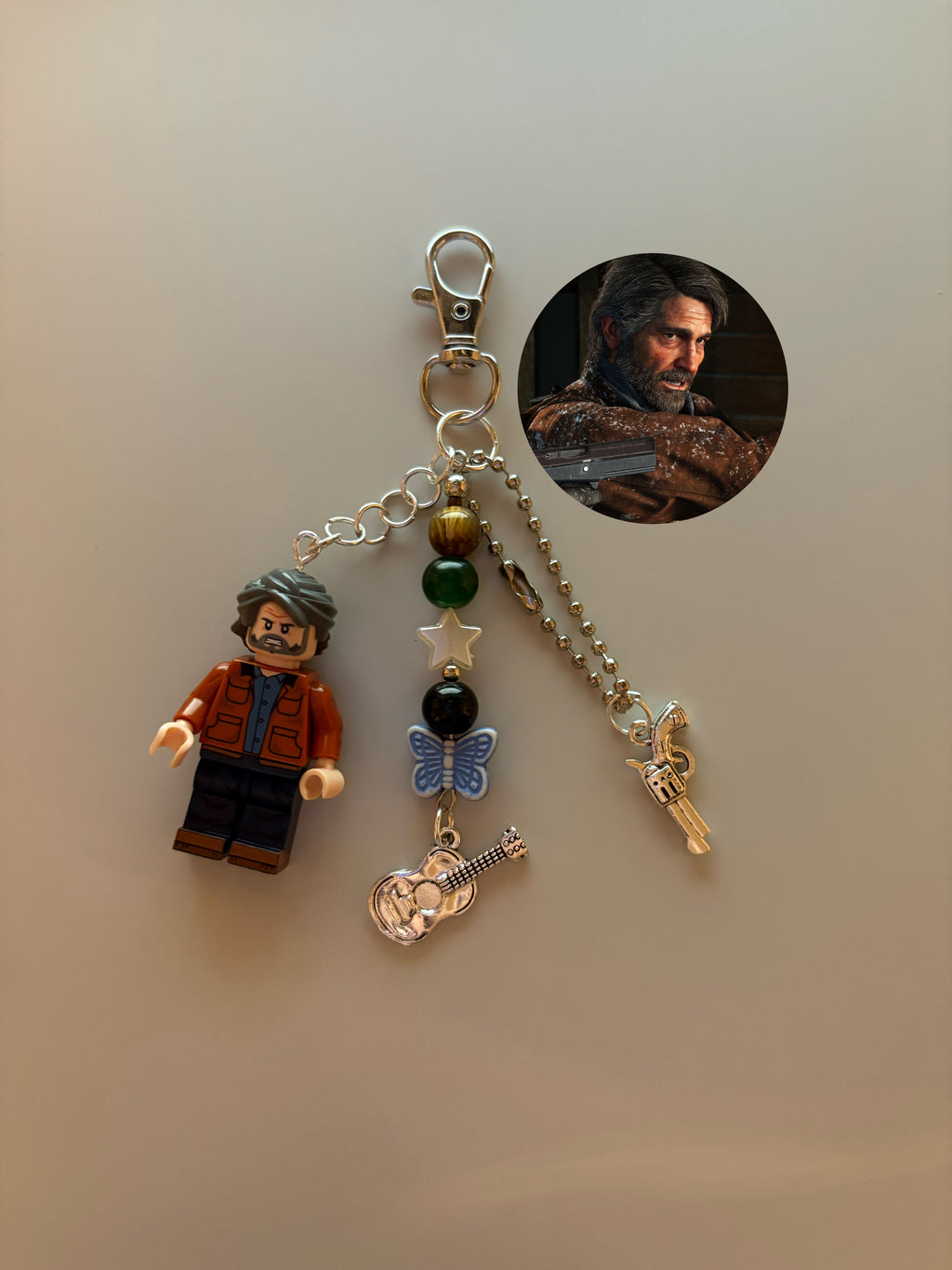 Joel 2 last of us Miller video game inspired handmade minifigure small keychain