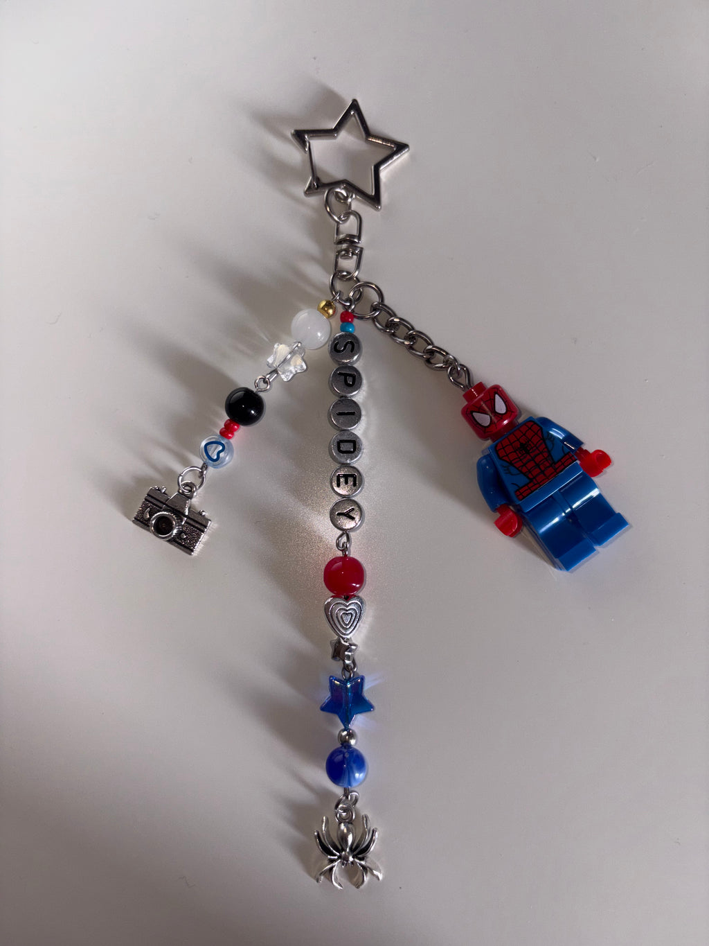 ‘PARKER’ futuristic silver inspired handmade minifigure keychain