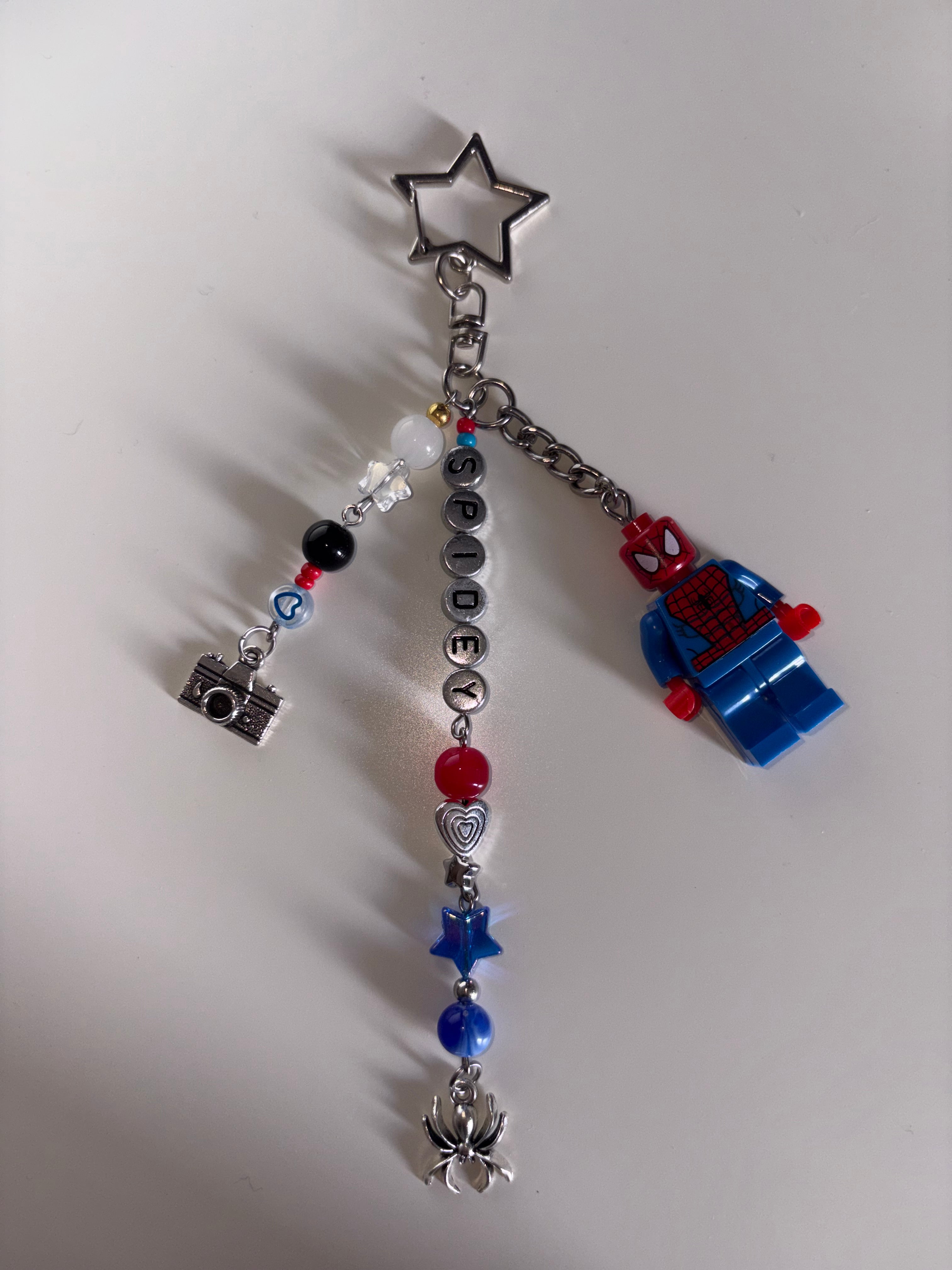 ‘PARKER’ futuristic silver inspired handmade minifigure keychain