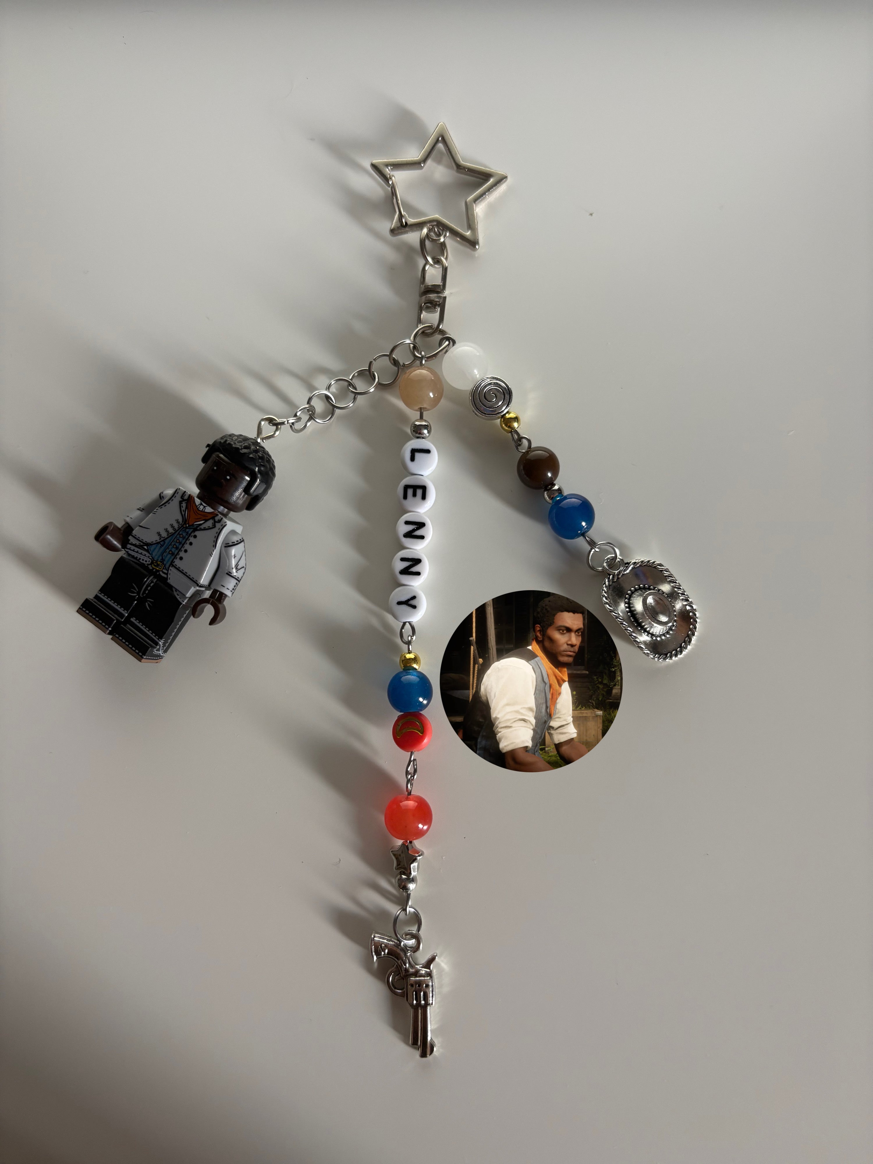 ‘Lenny’ inspired handmade minifigure keychain