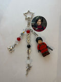 ‘ADA’ futuristic silver inspired handmade minifigure keychain