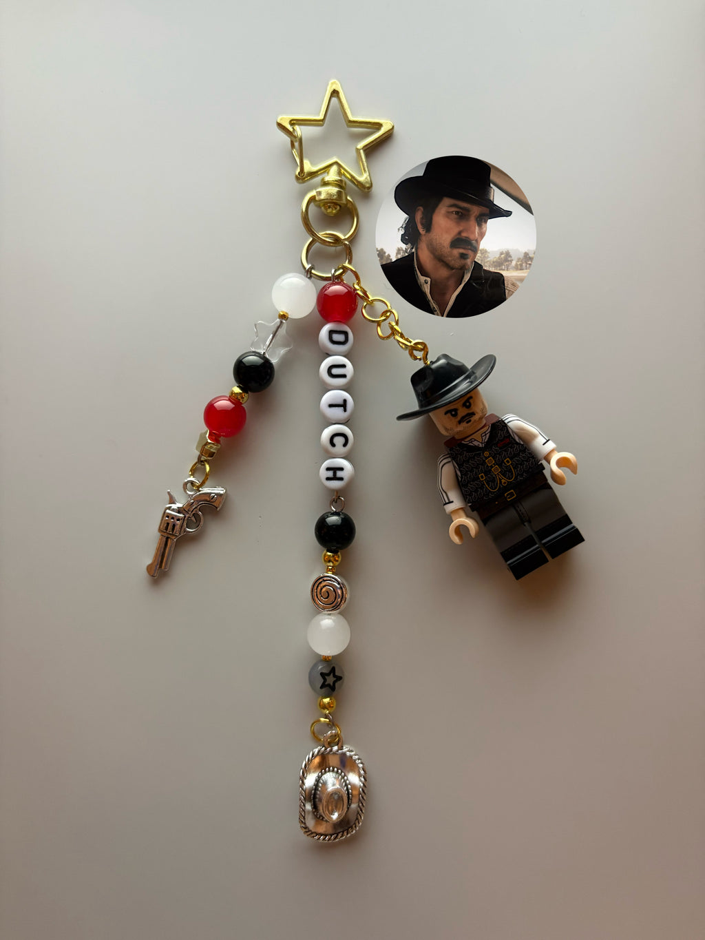 ‘Dutch’ Cowboy outlaw inspired handmade minifigure keychain