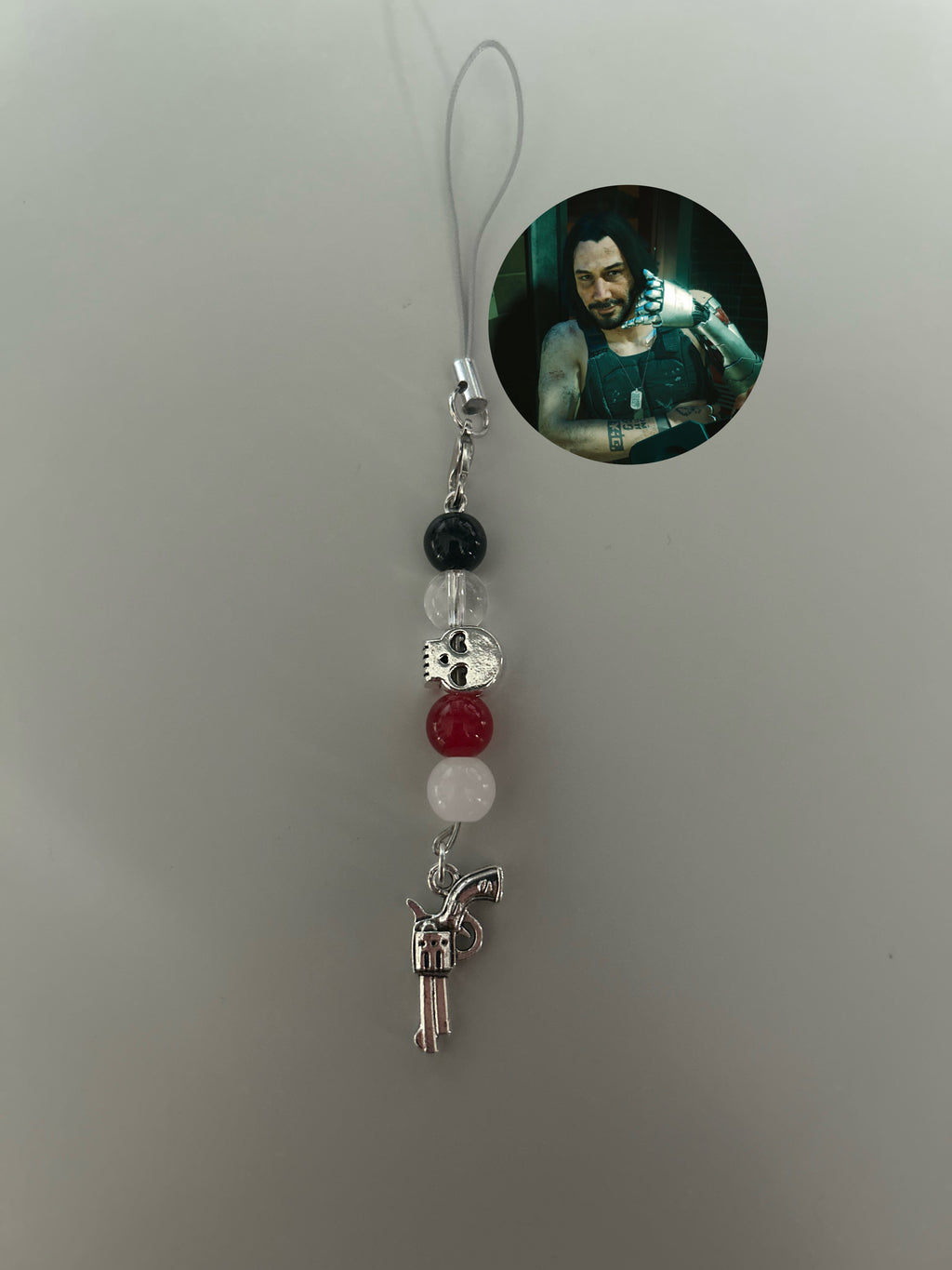 Johnny Silverhand Cyberpunk 2077 inspired handmade phone charm