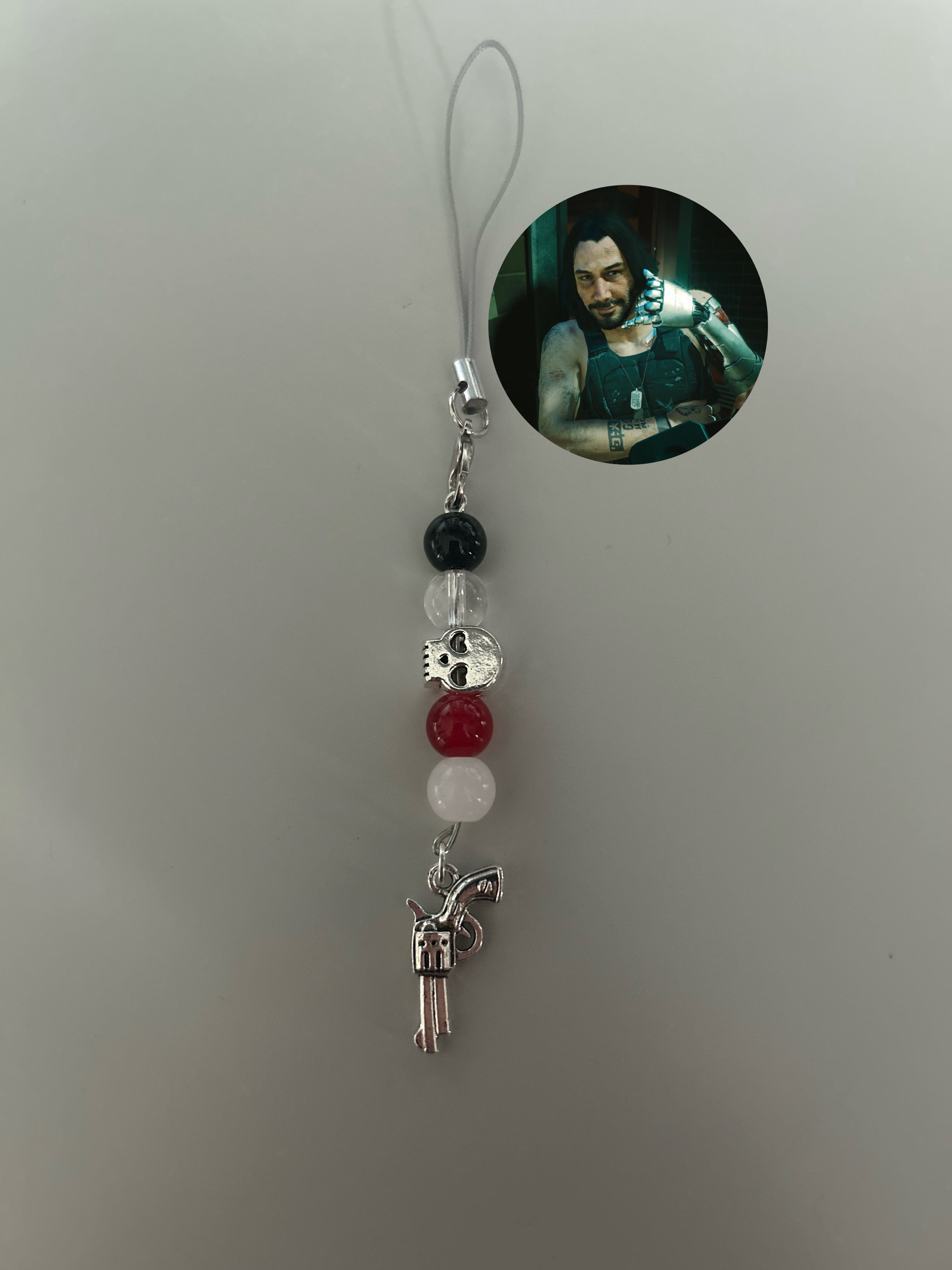 Johnny Silverhand Cyberpunk 2077 inspired handmade phone charm
