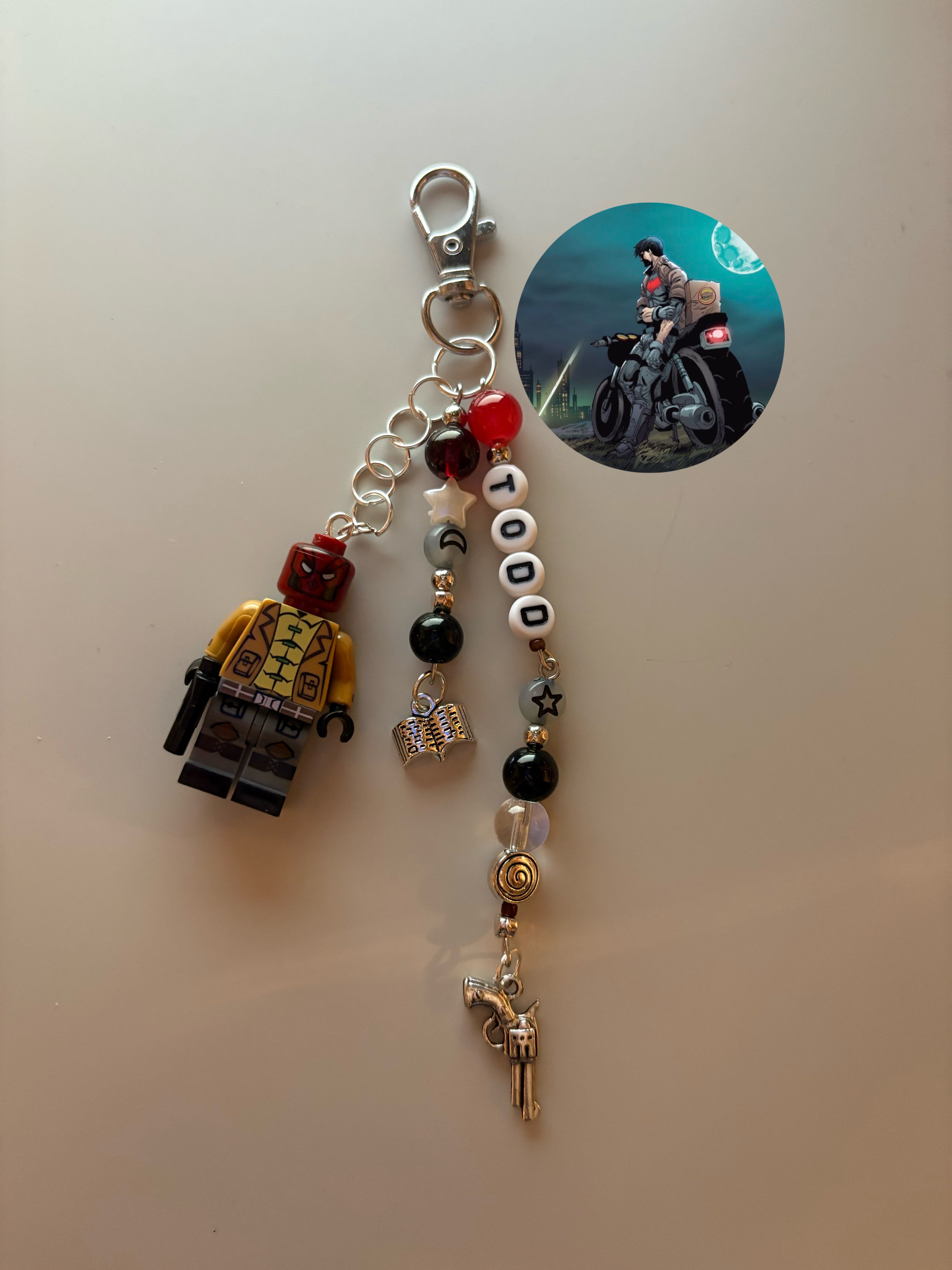 Jason Todd inspired custom handmade minifigure keychain
