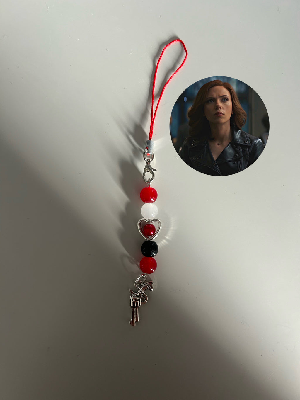 Black Widow Natasha Romanoff inspired handmade phone charm