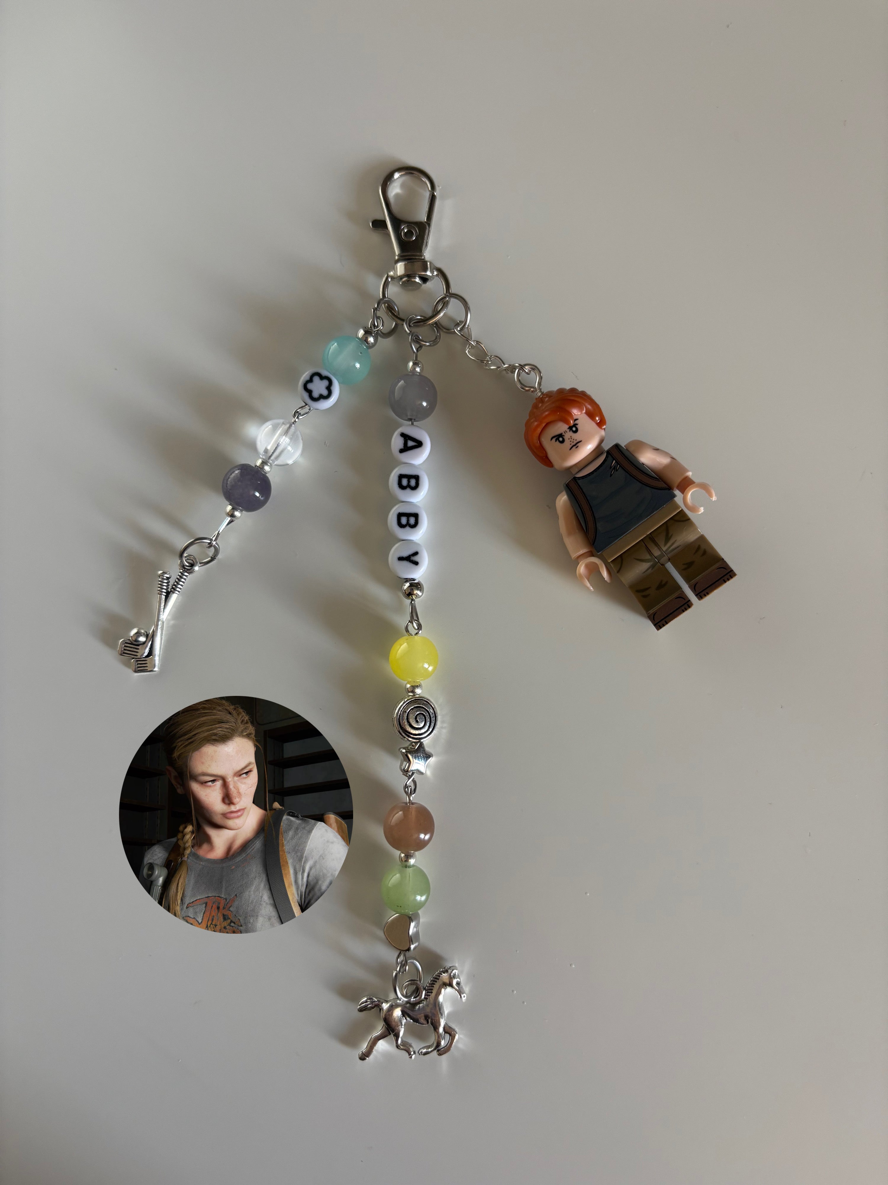 Abby tlou inspired handmade minifigure keychain