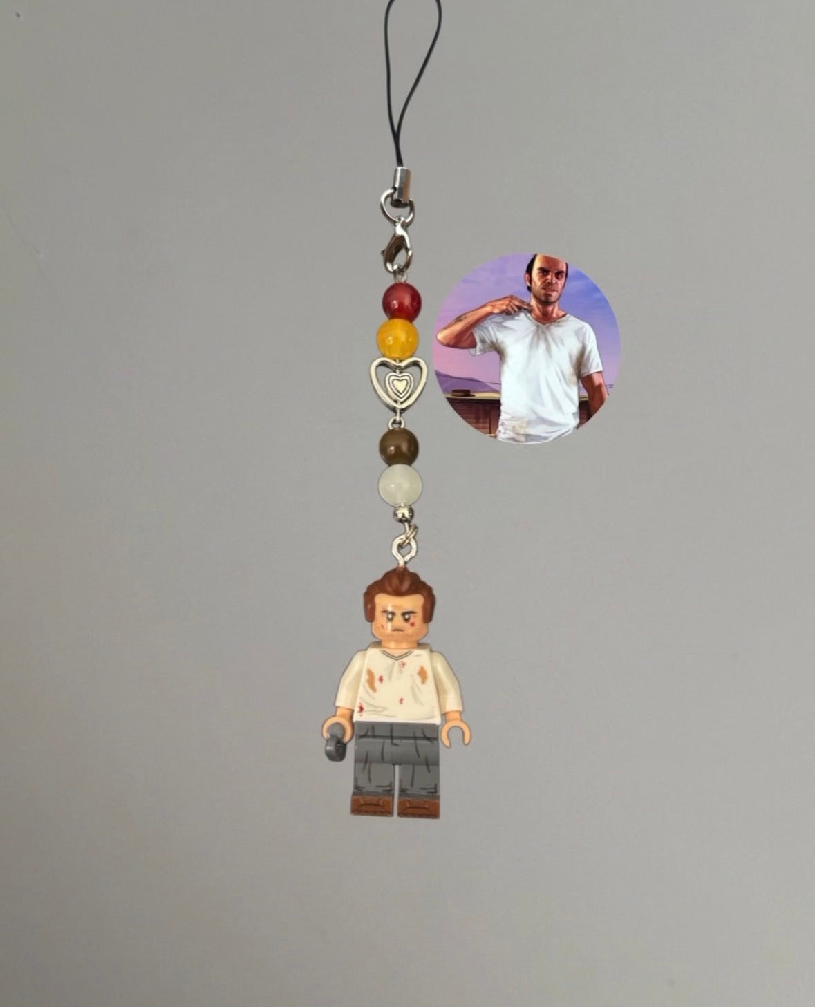 Trevor custom inspired handmade beaded phone charm minifig