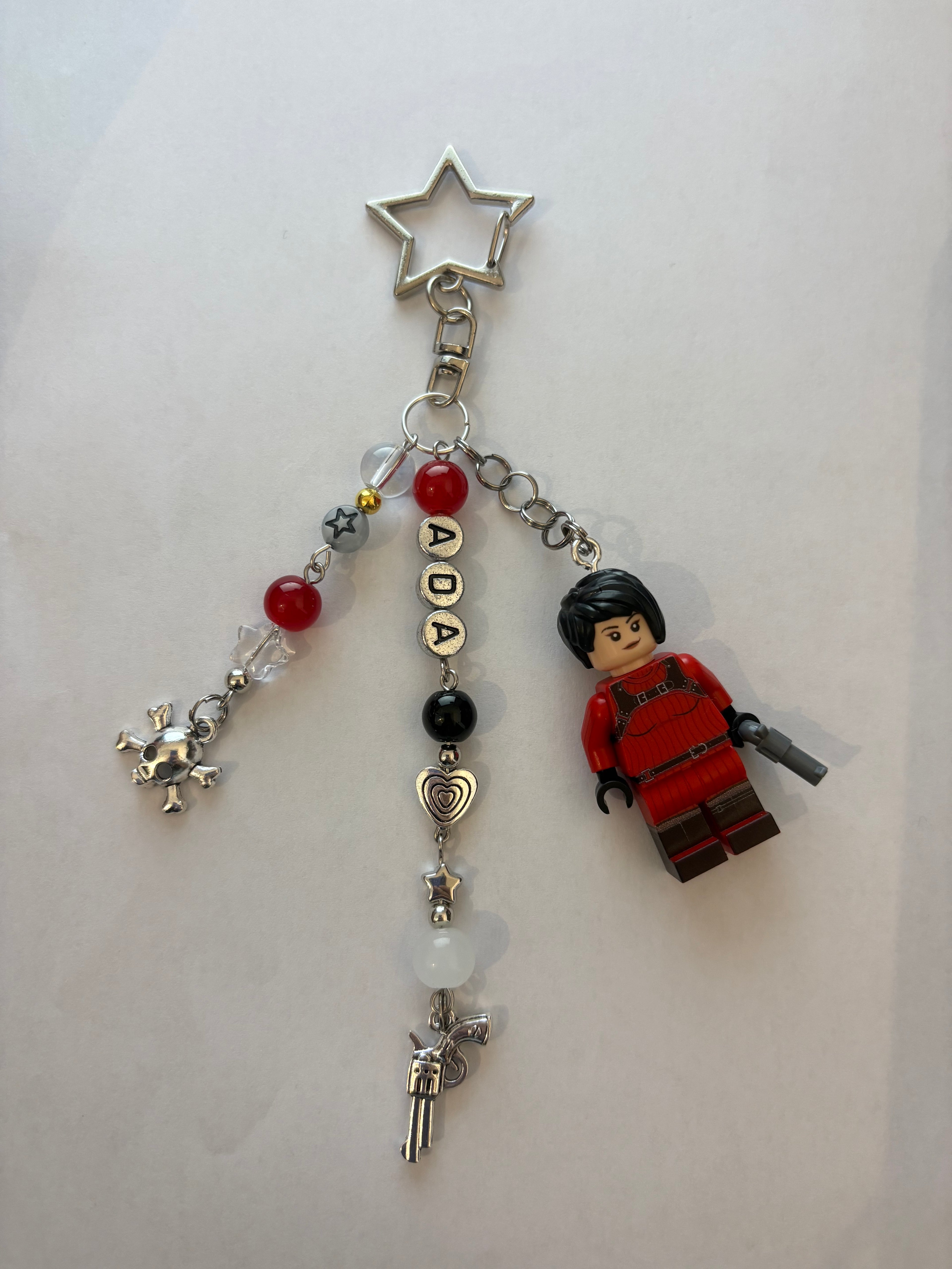 ‘ADA’ futuristic silver inspired handmade minifigure keychain