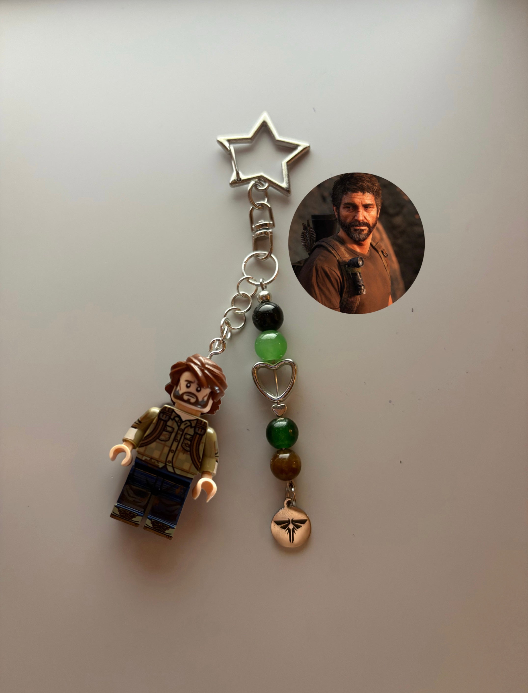 Joel young last of us Miller inspired handmade minifigure minimalist keychain