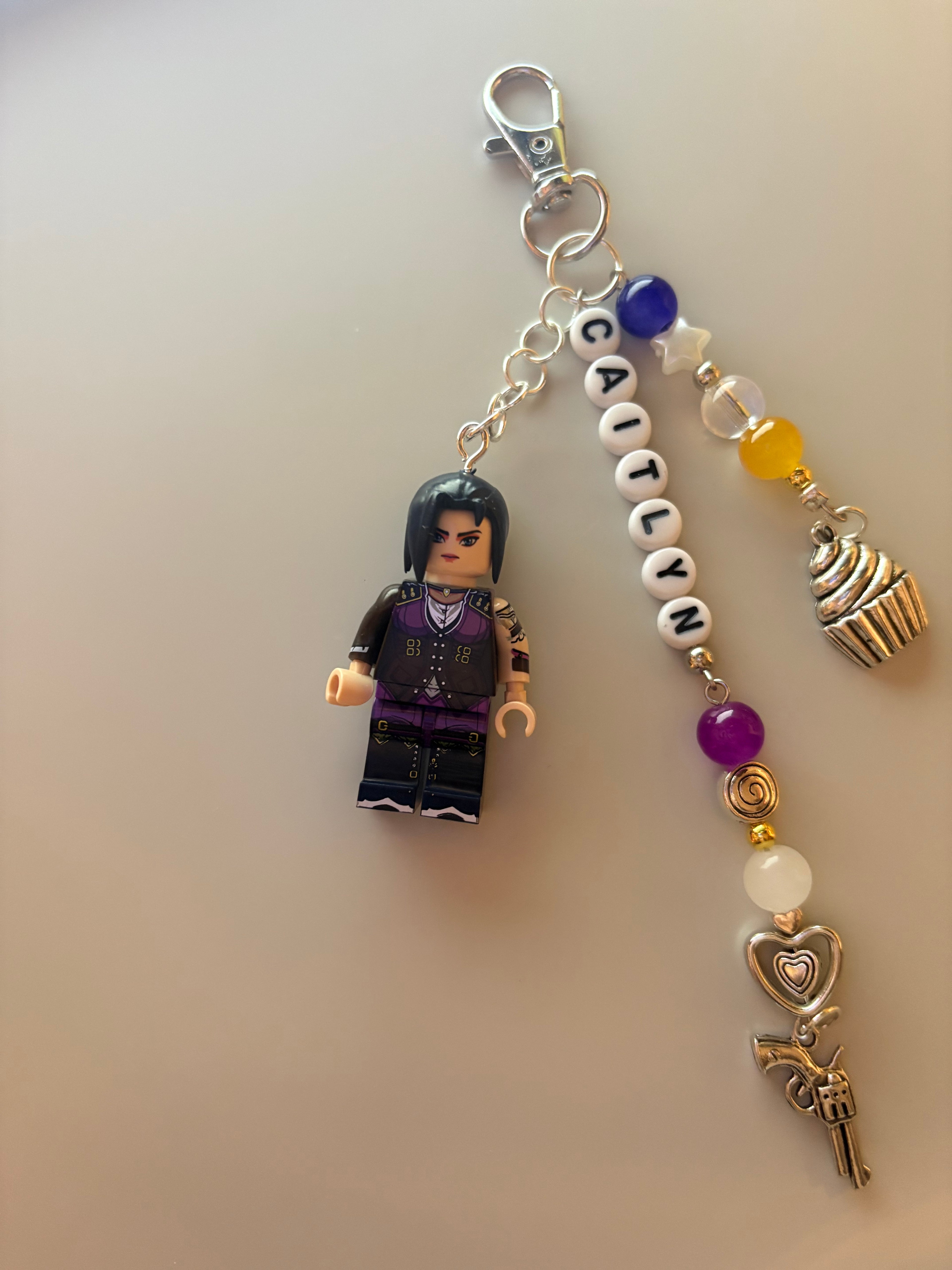 Caitlyn ‘cupcake’ Arcane Kiramman video game inspired handmade minifigure keychain