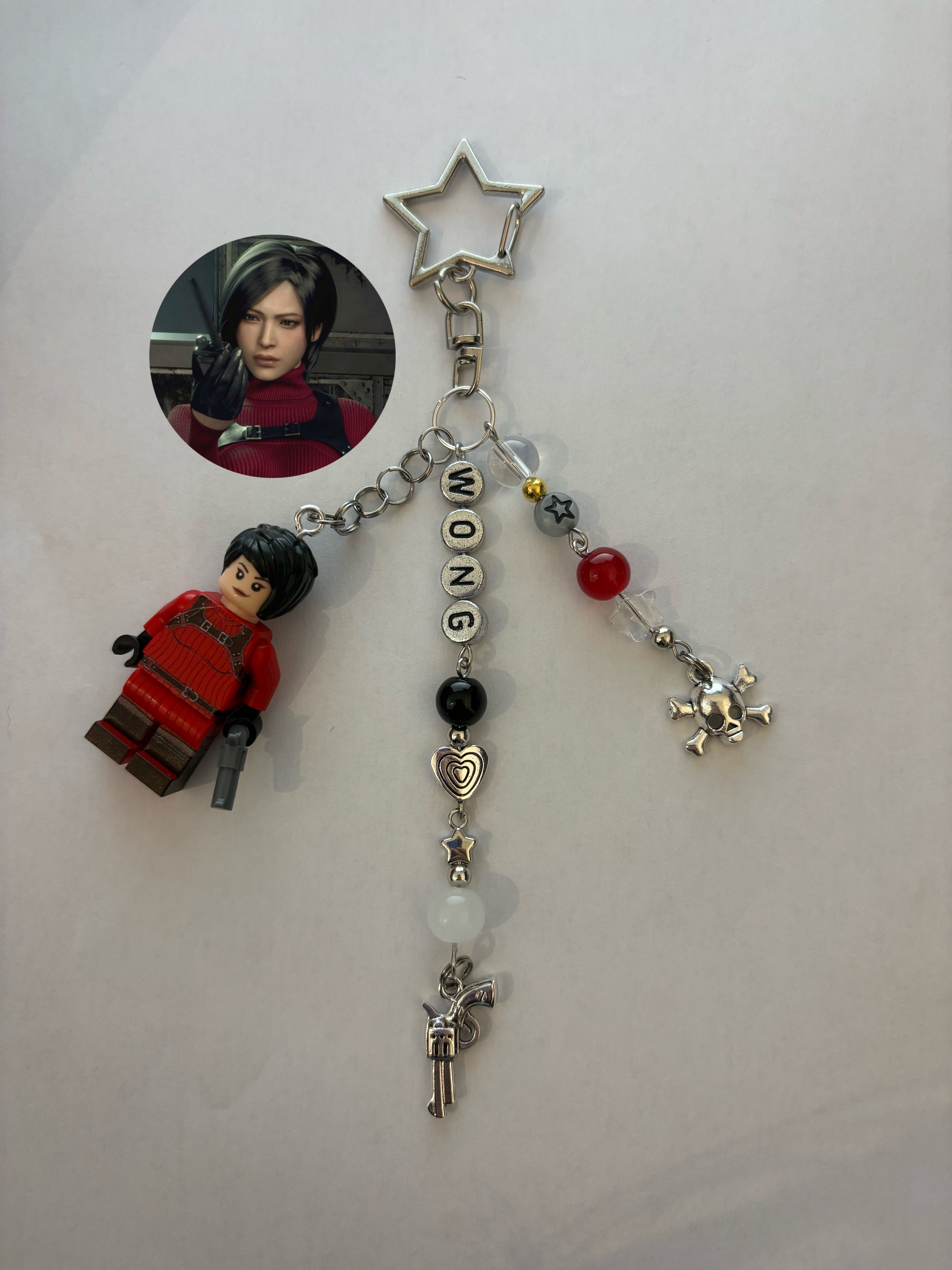 ‘ADA’ futuristic silver inspired handmade minifigure keychain
