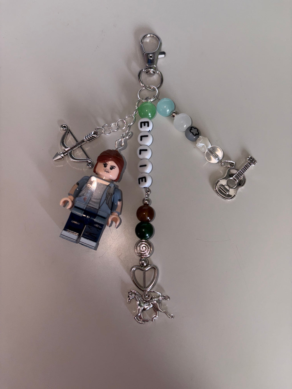 Ellie Williams inspired handmade Lego minifigure keychain
