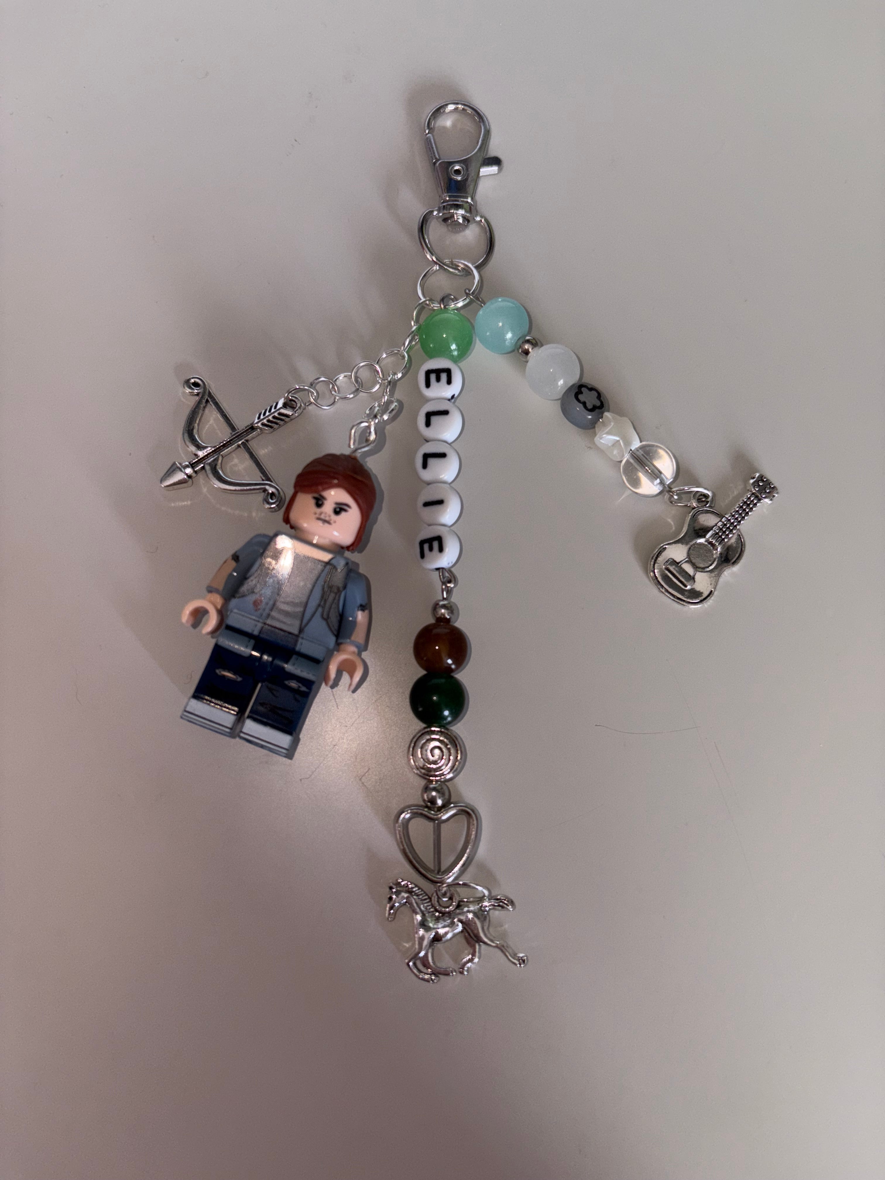 Ellie Williams inspired handmade Lego minifigure keychain