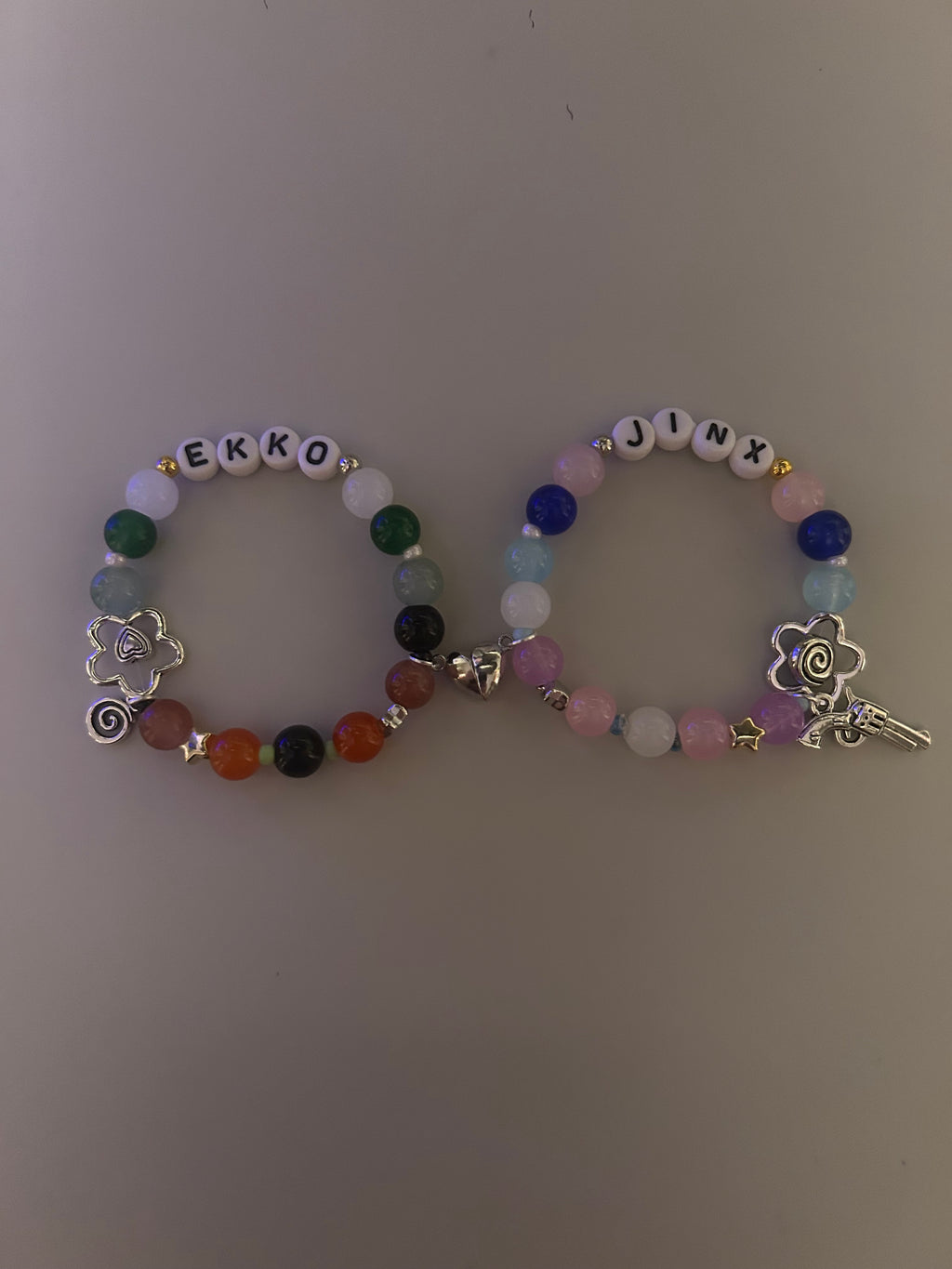 Jinx and Ekko Timebomb Arcane and League of Legends inspired handmade bracelet set