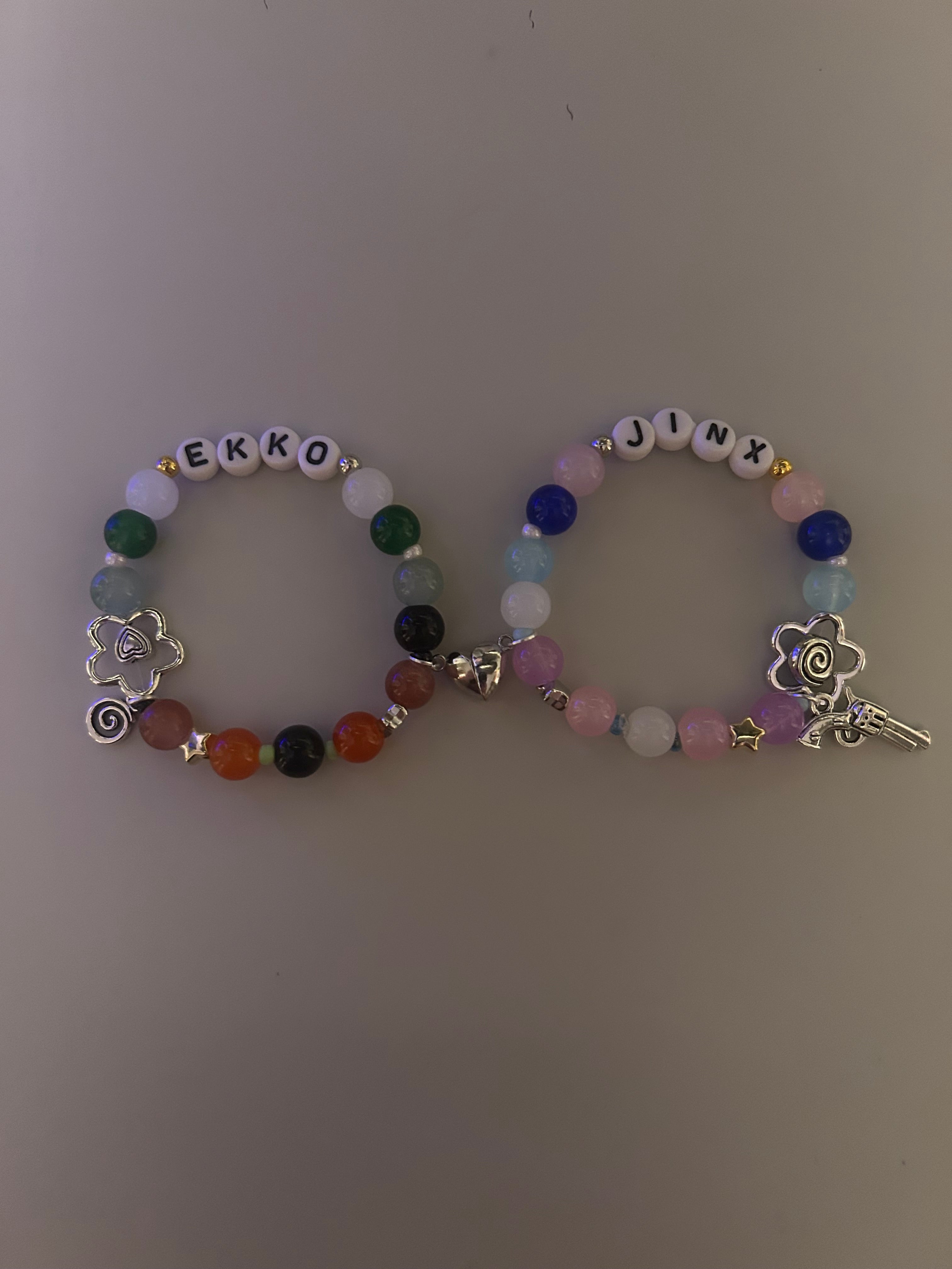 Jinx and Ekko Timebomb Arcane and League of Legends inspired handmade bracelet set