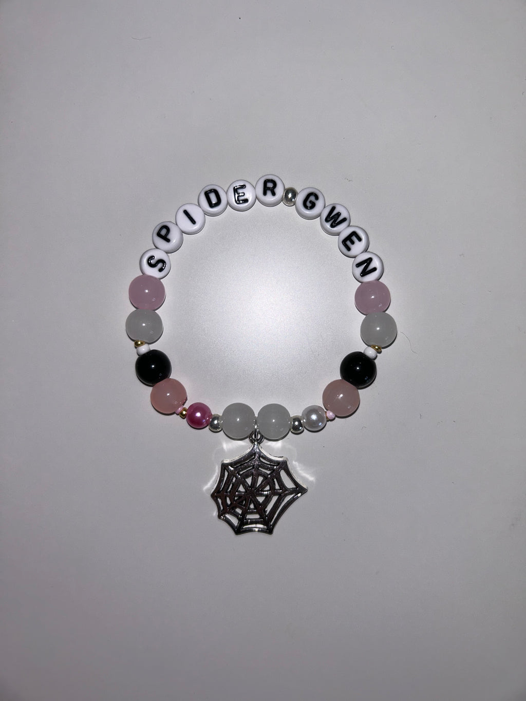 Spider-Gwen inspired handmade bracelet