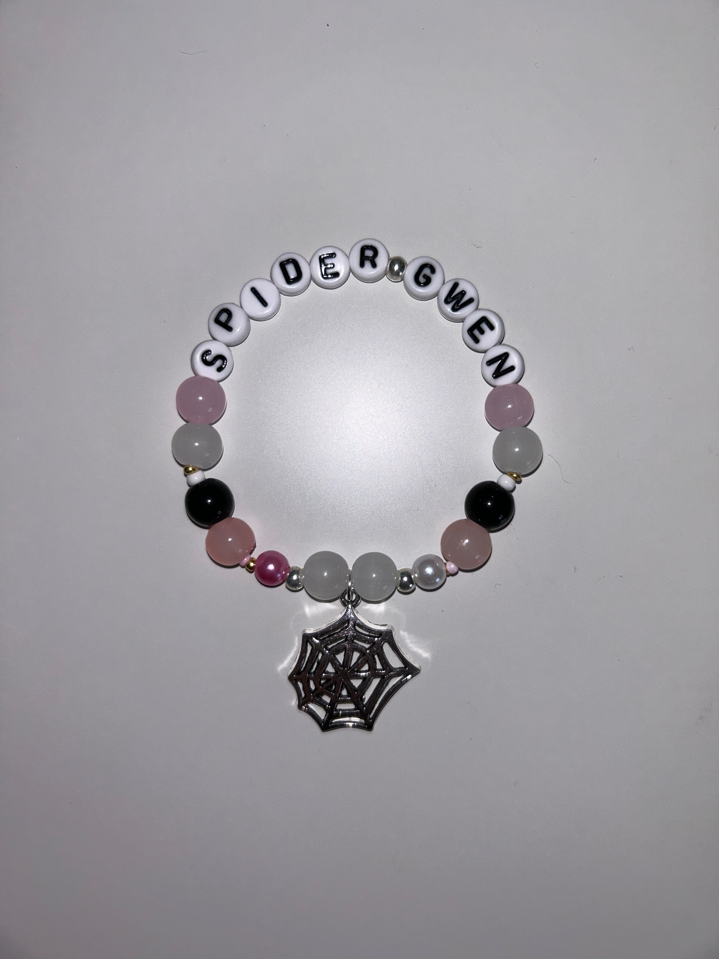 Spider-Gwen inspired handmade bracelet