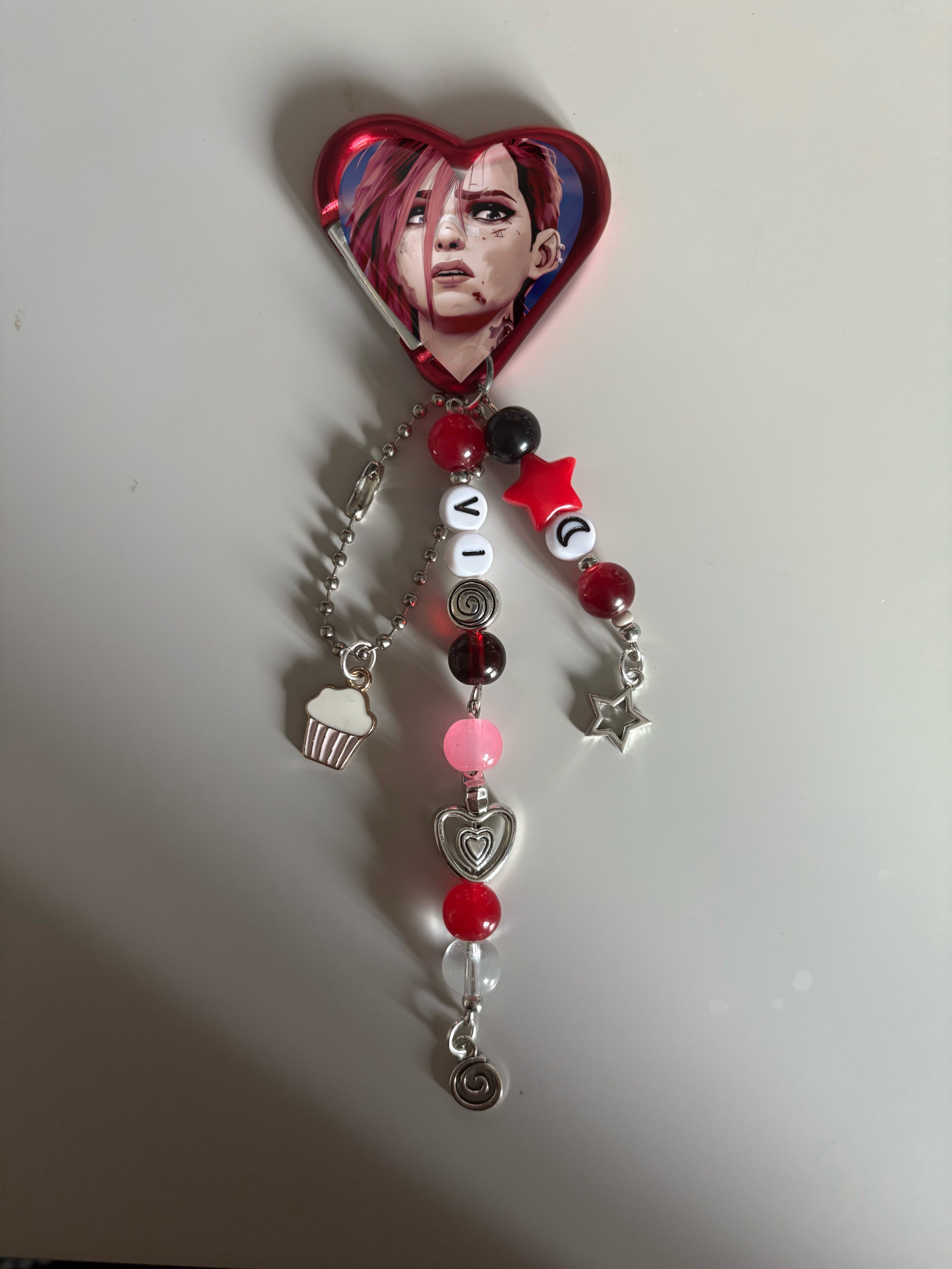 Vi Arcane and League of Legends inspired handmade keychain carabiner
