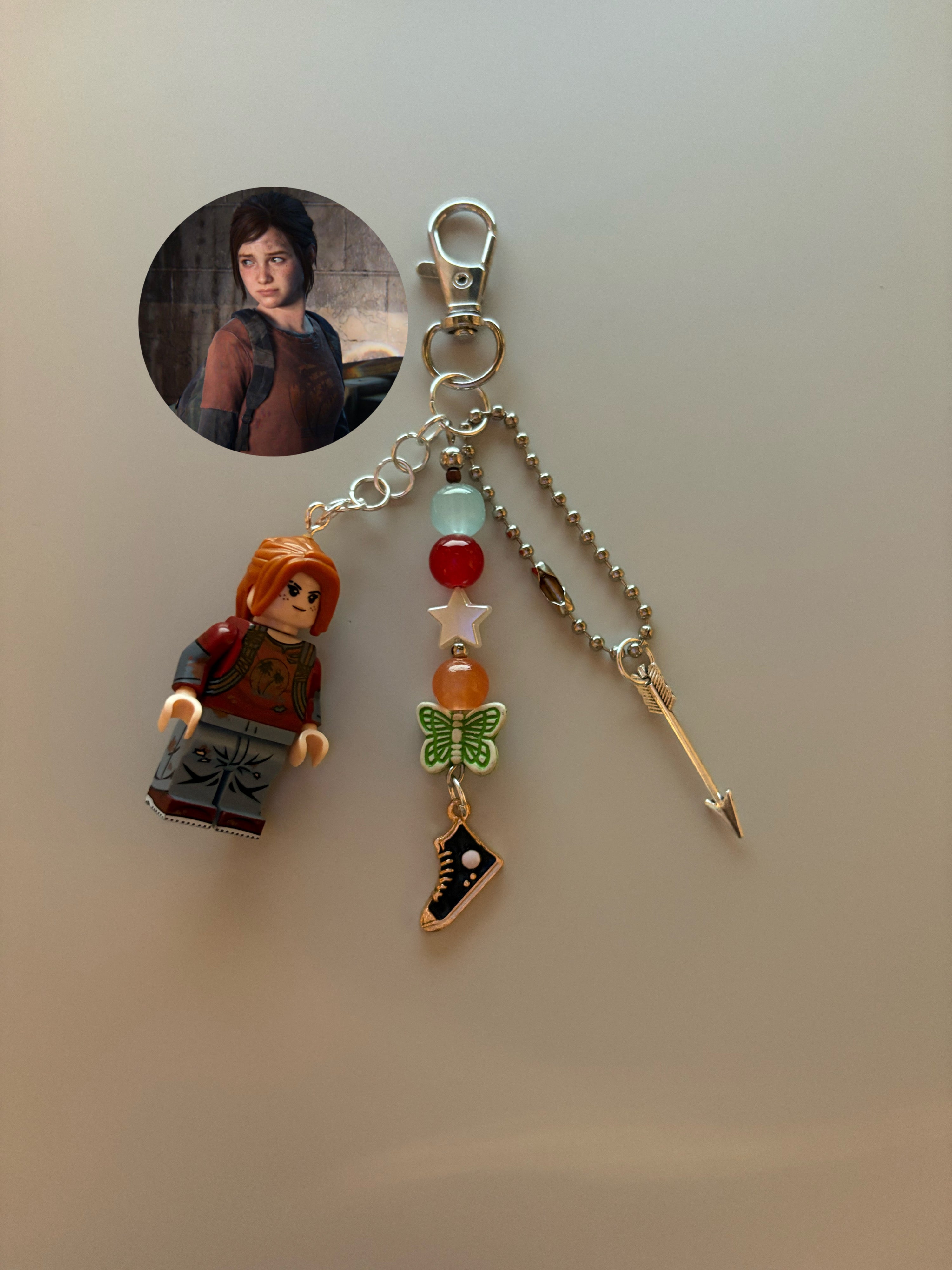 Young Ellie last of us Williams video game inspired handmade minifigure small keychain