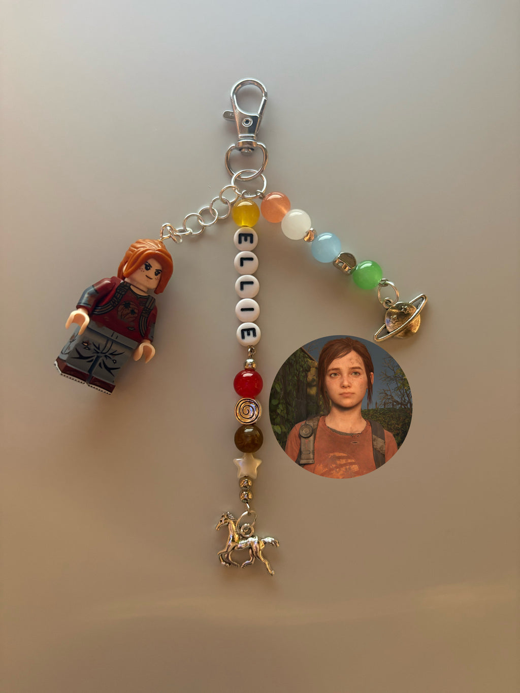 Young Ellie last of us Williams video game inspired handmade minifigure keychain