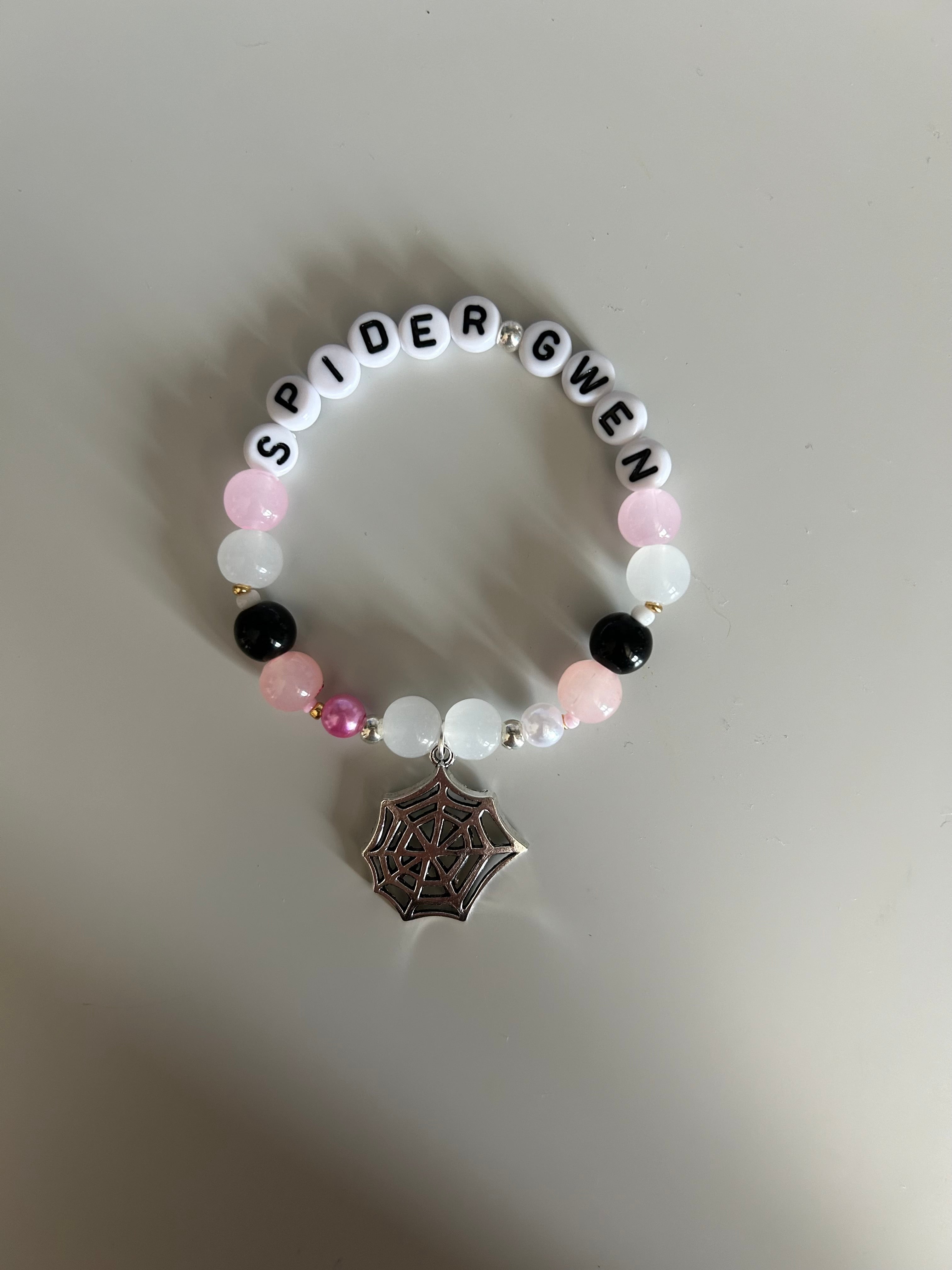 Spider-Gwen inspired handmade bracelet