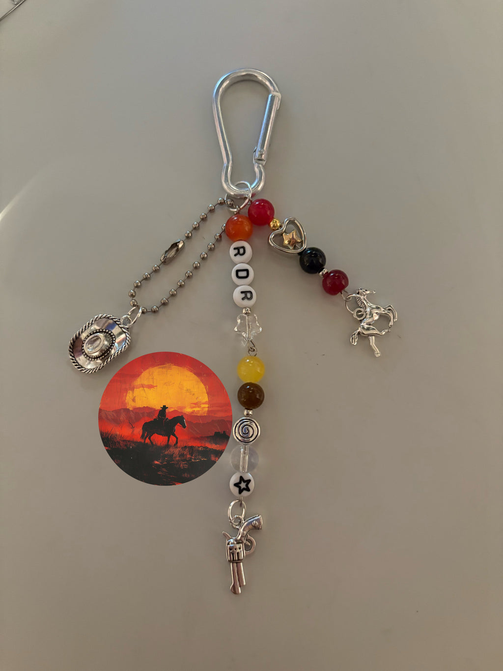 Cowboy outlaw video game inspired handmade keychain
