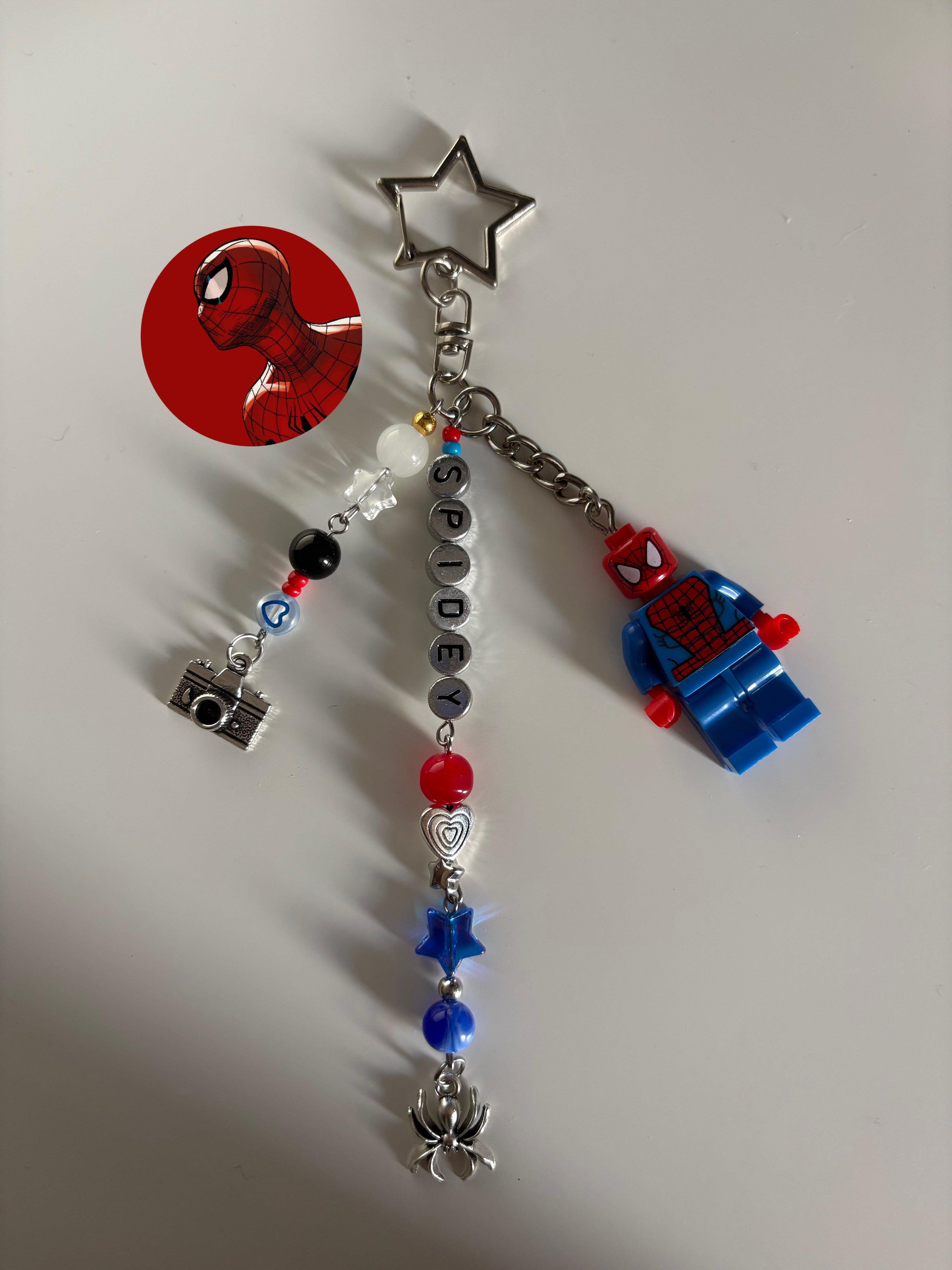 ‘PARKER’ futuristic silver inspired handmade minifigure keychain