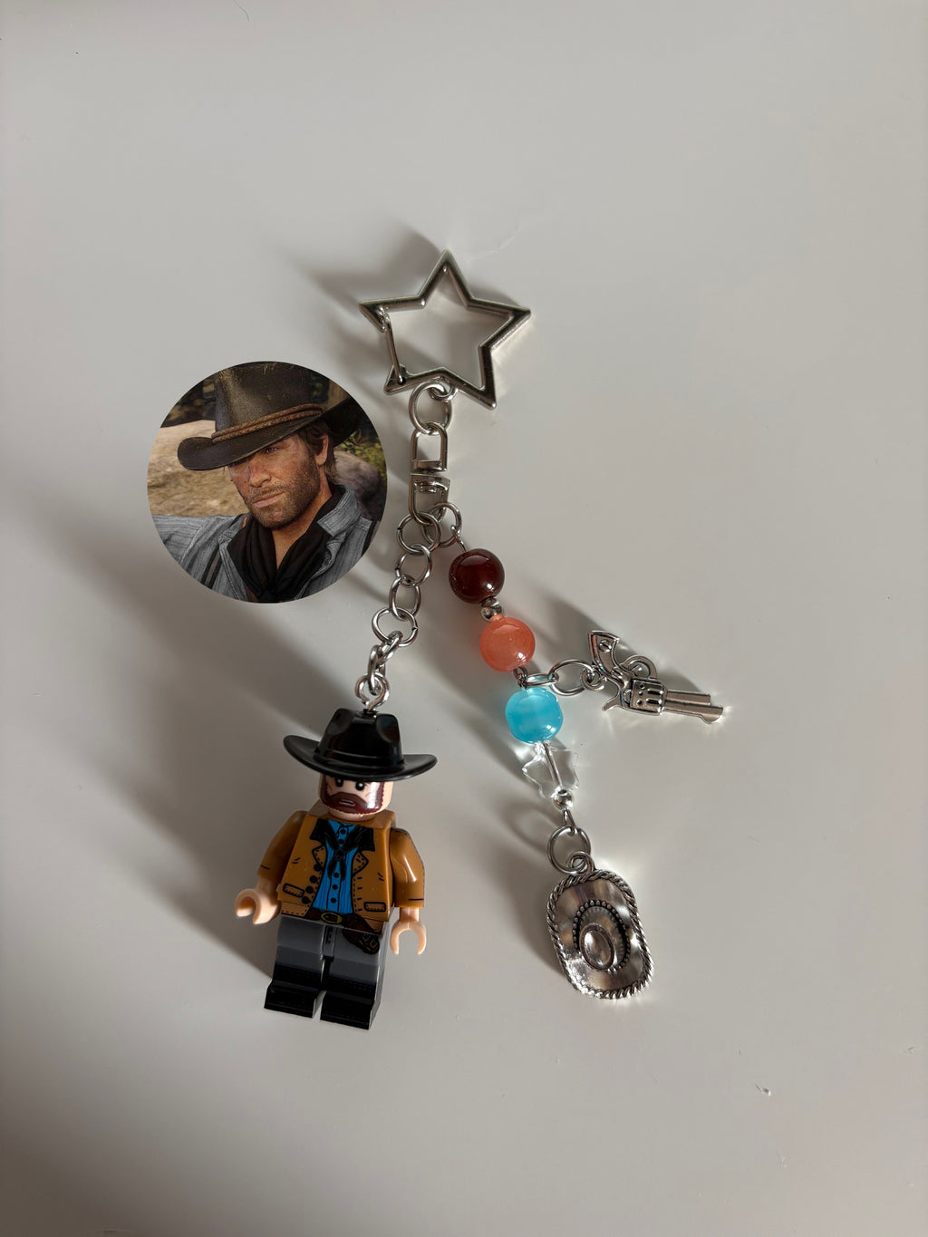 Arthur outlaw inspired minimalist, smaller handmade minifigure keychain