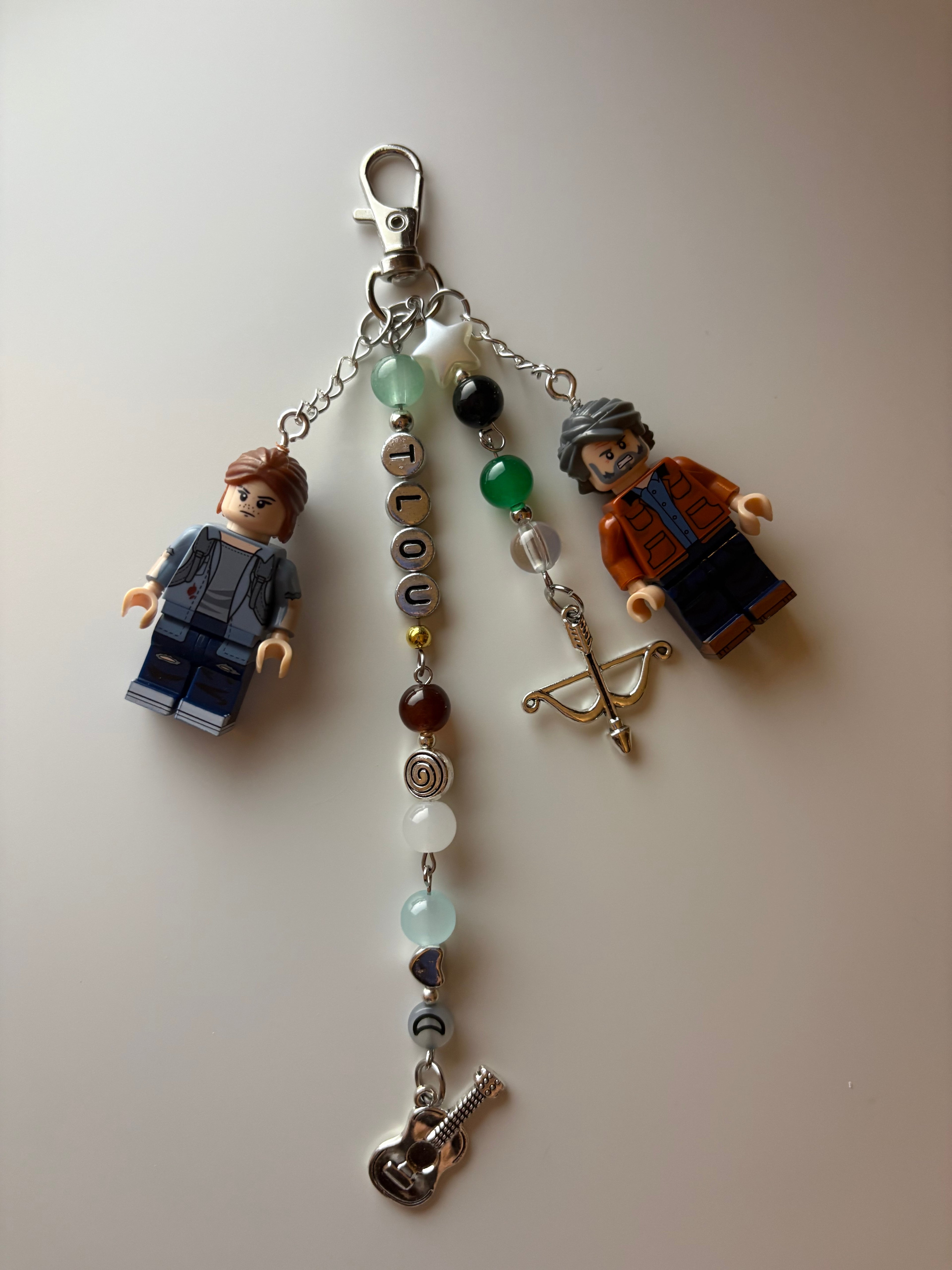 TLOU Ellie Williams x Joel inspired handmade Lego minifigure keychain