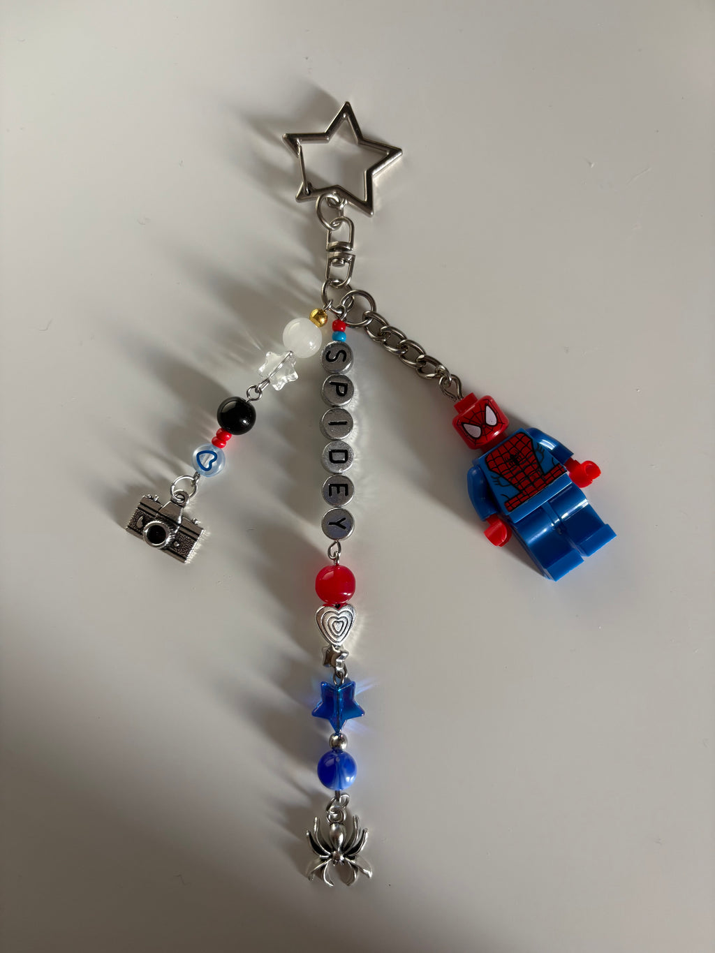 ‘PARKER’ futuristic silver inspired handmade minifigure keychain