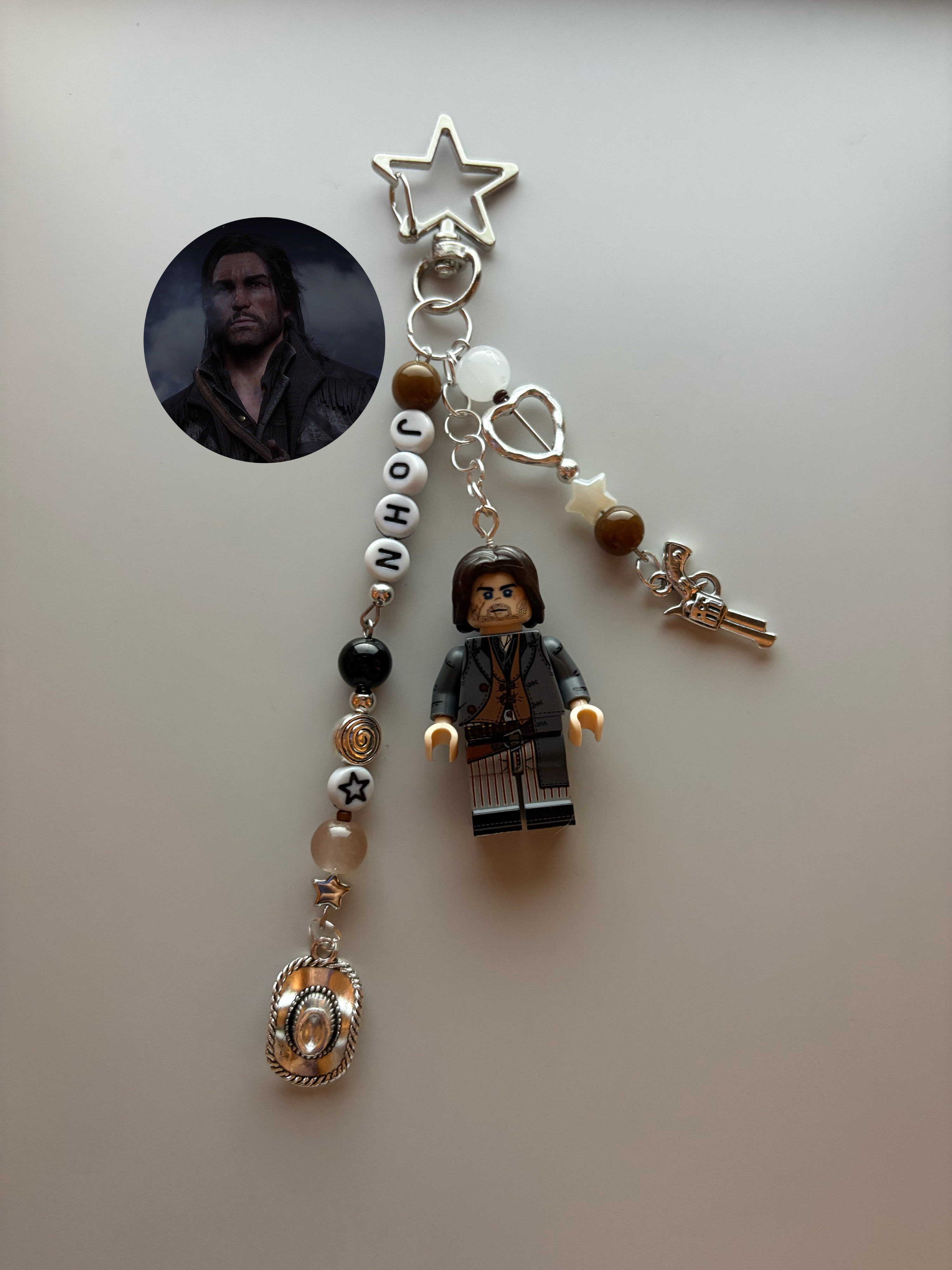 ‘John’ Cowboy outlaw inspired handmade minifigure keychain