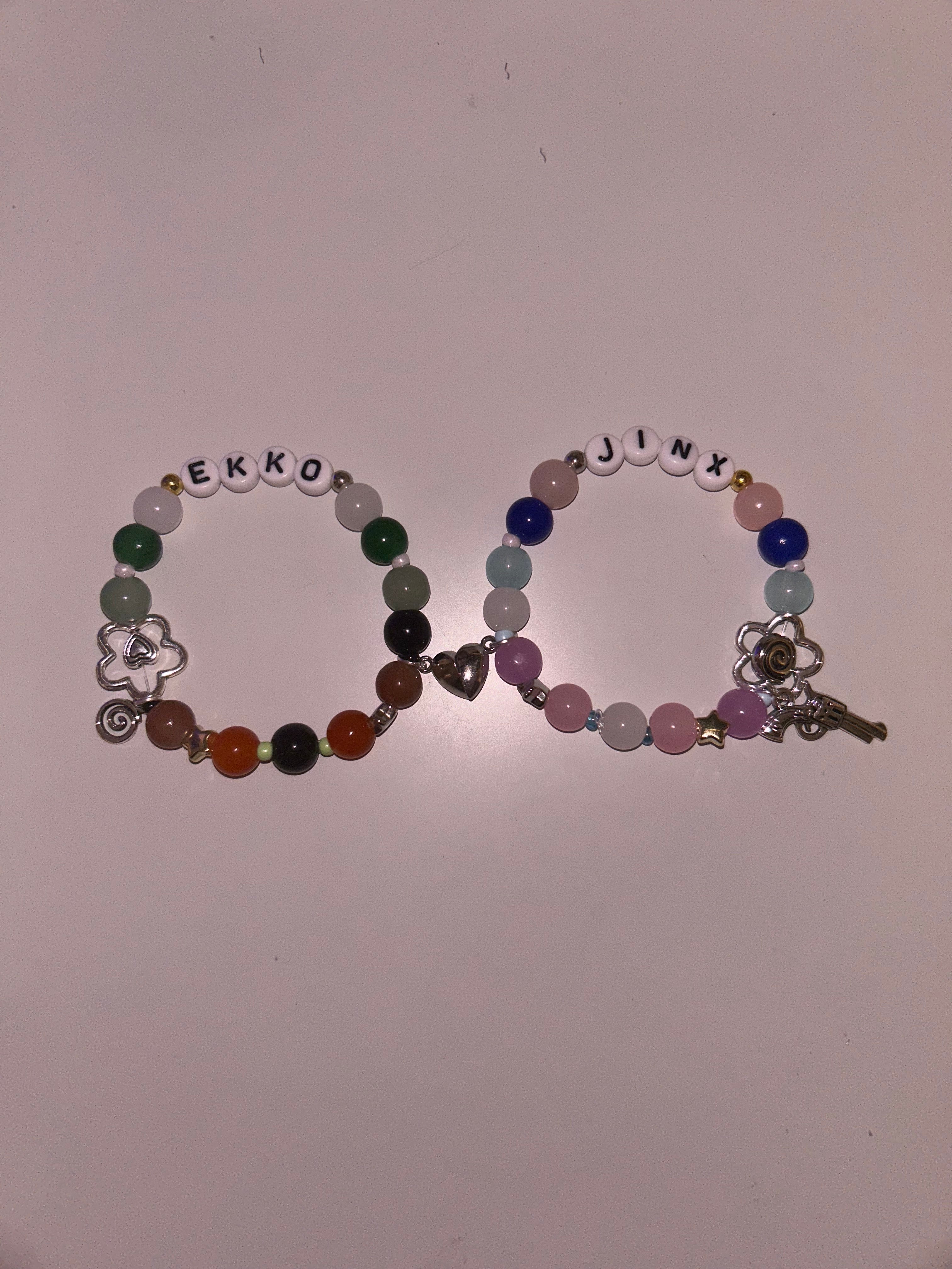 Jinx and Ekko Timebomb Arcane and League of Legends inspired handmade bracelet set