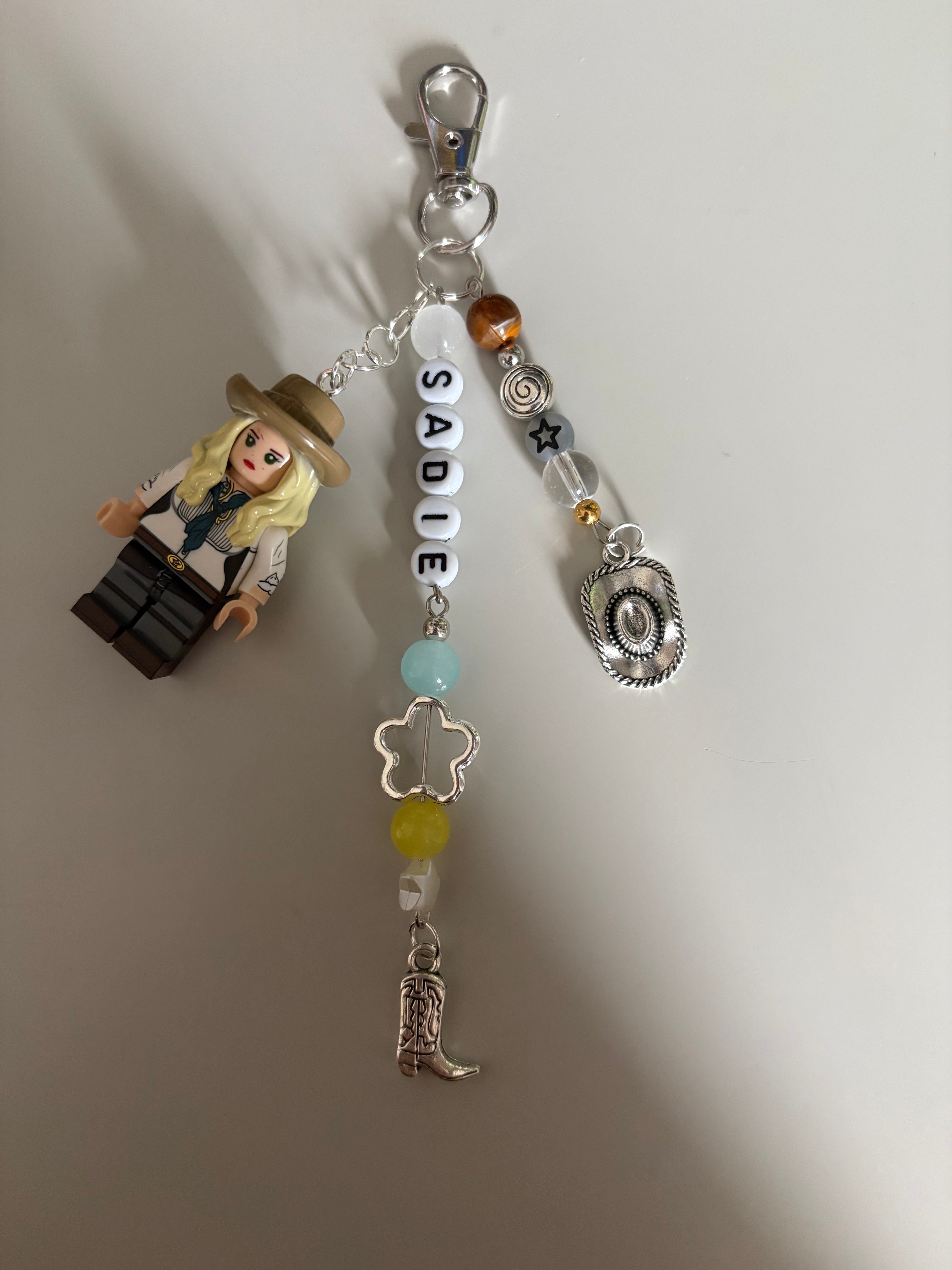 Sadie Adler inspired handmade Lego minifigure keychain