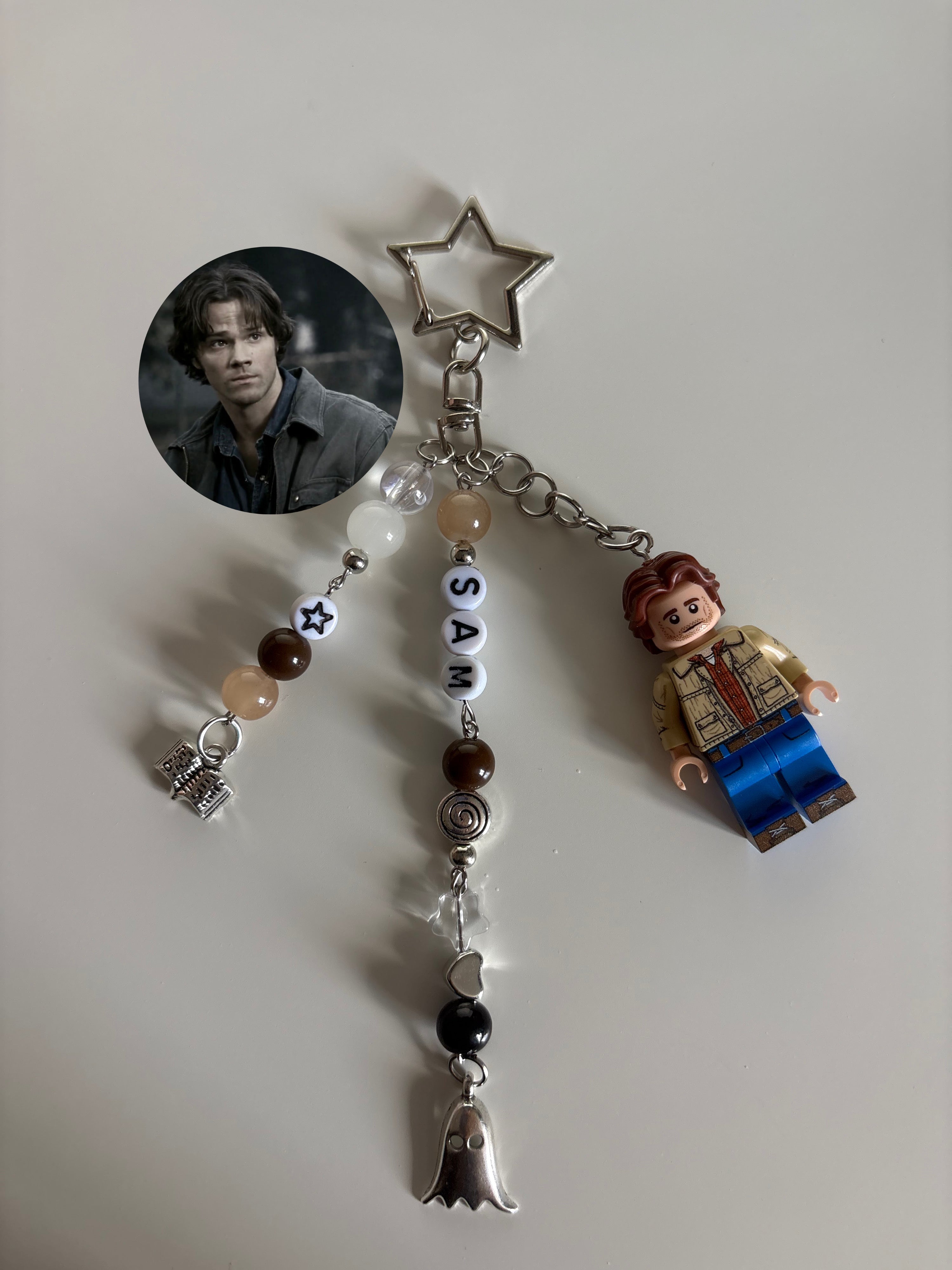 ‘Sam’ custom inspired handmade minifigure keychain